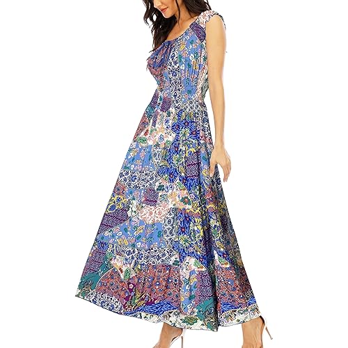 OSTOO Women's 2025 Summer Boho Floral Print Tiered Casual Flowy Long Maxi Dress