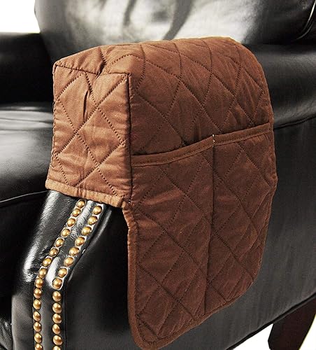 Home-X Funda para reposabrazos izquierdo con 2 bolsillos de almacenamiento, organizador de sofá o sofá biplaza, borgoña, 9  pulgadas de largo x 5
