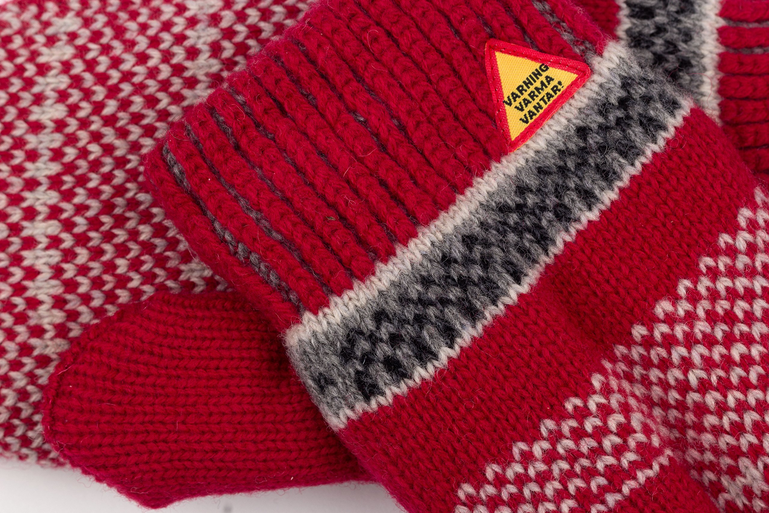 ÖJBRO VANTFABRIK guanti in maglia lana merino Ekshärad Röd M (7-9) grigio rosso guanto fuderato caldi morbidi Svezia