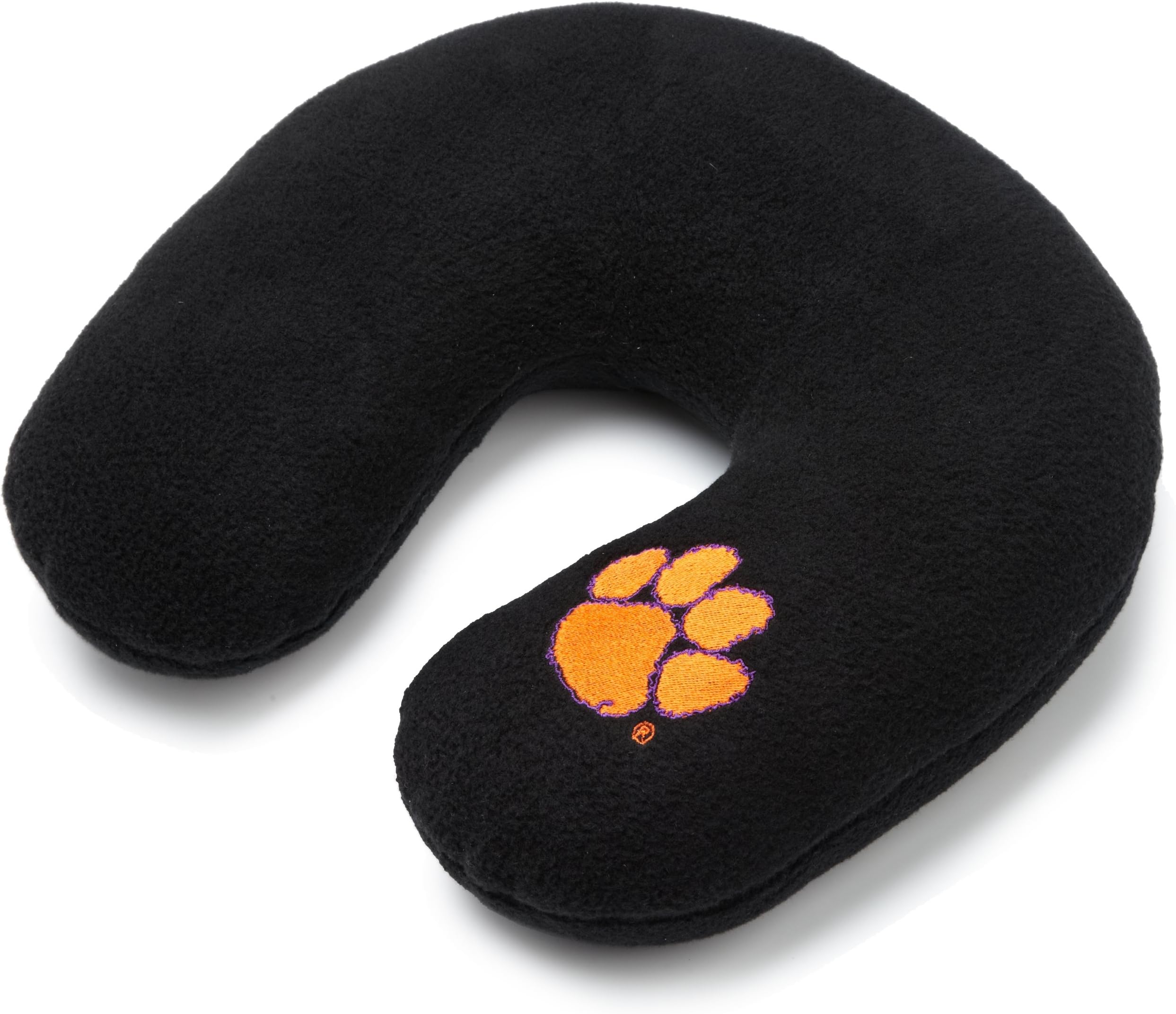 NCAA Clemson Tigers Embroidered U-Shaped Fleece Travel Neck Pillow, Black