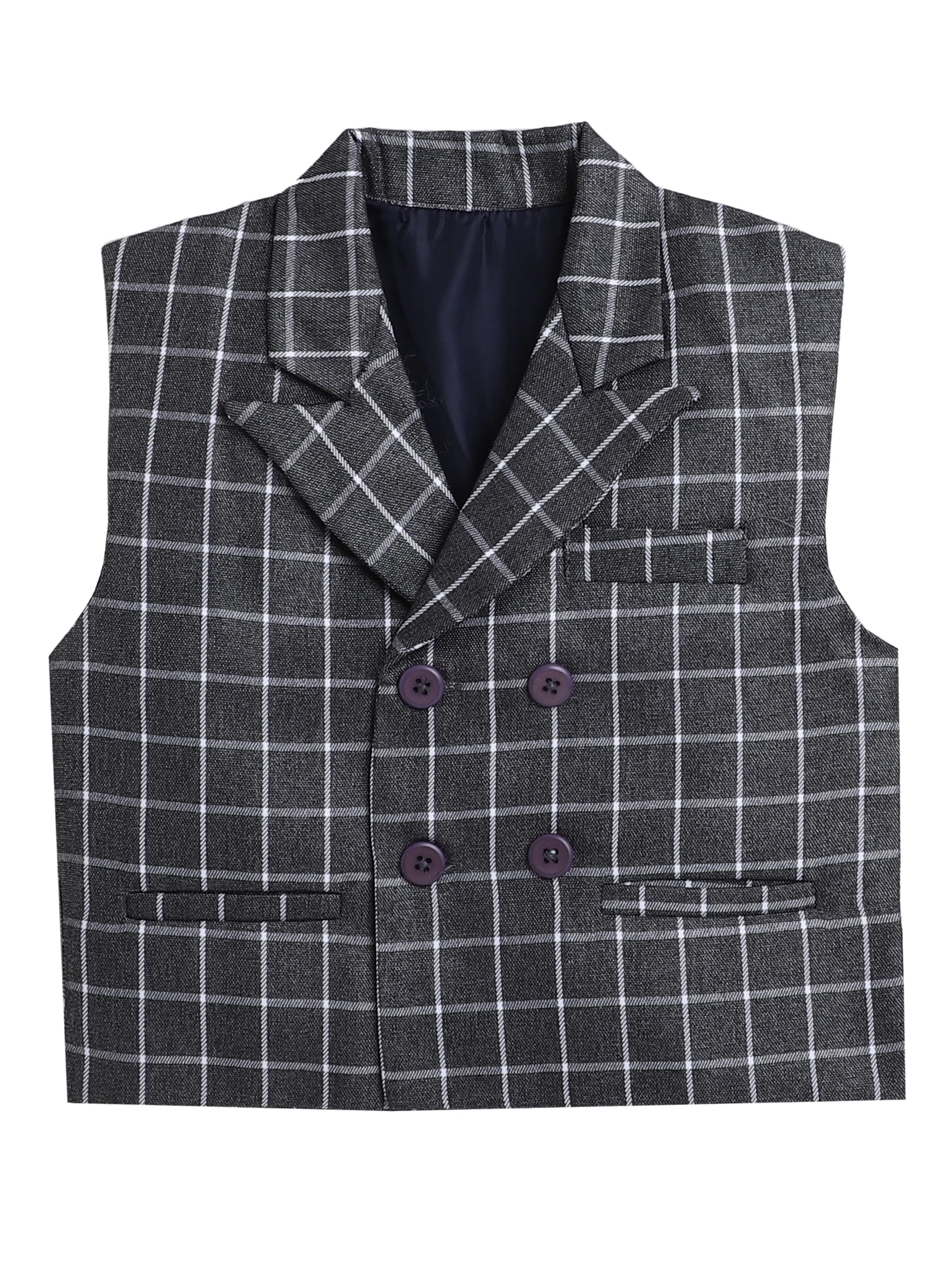 Jeetethnics Boys Grey Checked Waistcoat Set with Shirt and Trousers (6035XH)