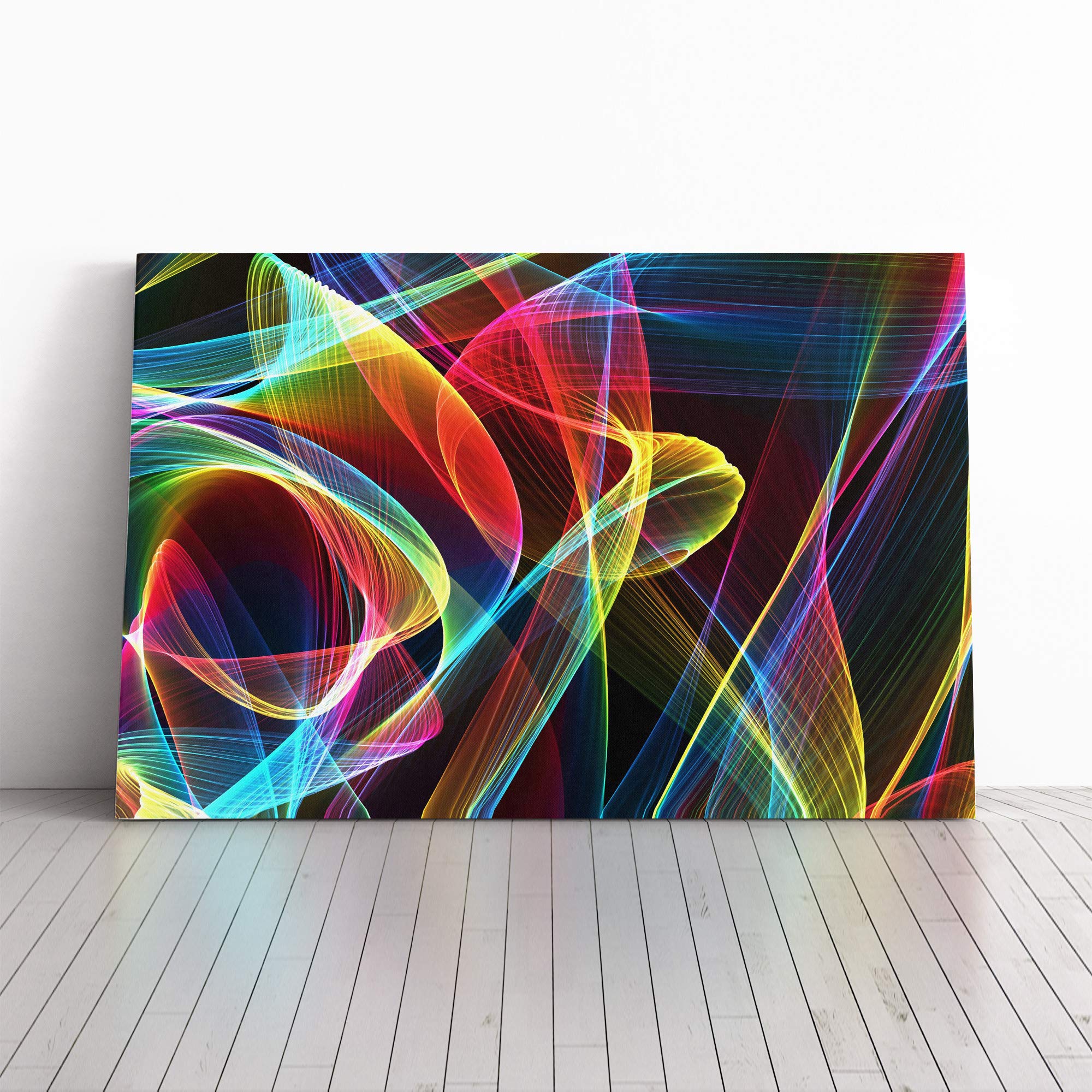 Rainbow Abstract Smoke and Flames (3) Canvas Print | Gallery Wrapped 30mm Frame Wall Art | 30x20 inches | Ready to Hang | Abstract Rainbow Picture | Living Room Bedroom Lounge Office