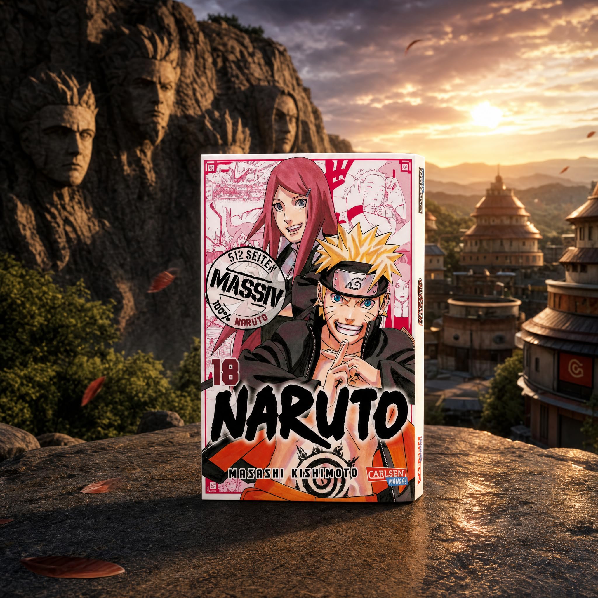 Masashi Kishimoto - Naruto Massiv Manga Set Band 17-20 - Originalserie auf Deutsch voller Ninja Action & Abenteuer Anime Bücher Bundle - Shonen Comic Sammelbandausgabe mit exklusivem Lesezeichen