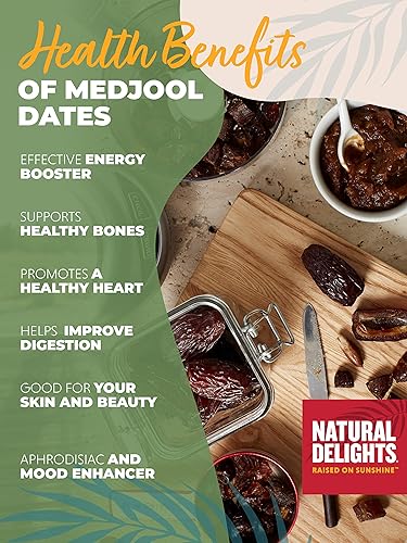 Miniatura 6 de Natural Delights Medjool Dates - Medjool orgánico grande y regordete certificado por USDA Medjool, sin OMG verificado, buena fuente de fibra,