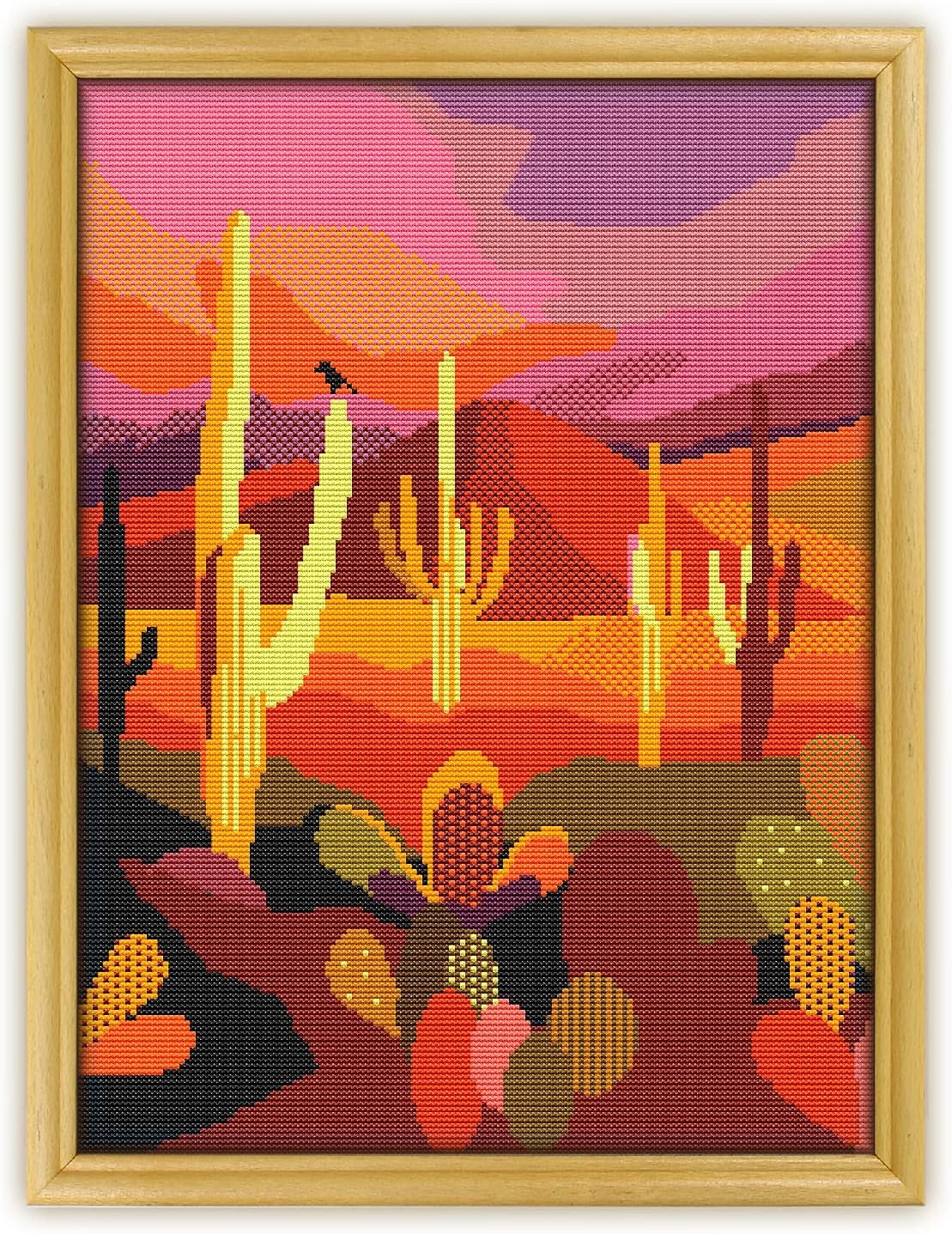 Saguaro National Park K583 Counted Cross Stitch KIT#3. Threads, Needles, Fabric, Embroidery Hoop and Printed Color Pattern Inside. Embroidery Pattern