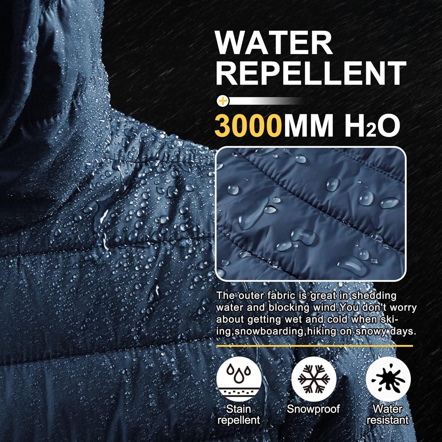 Outdoor Ventures Men's Lightweight Packable Hooded Puffer Jacket Insulated Winter Coat for Snow Ski Traveling - Image 4