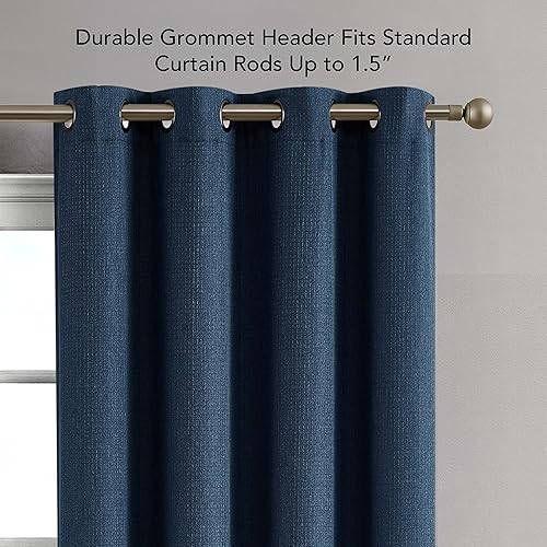 Miniatura 4 de Creative Home Ideas Cortinas opacas (2 paneles, 50 x 84 pulgadas, azul) Cortinas con aislamiento térmico para oscurecer la habitación con alzapaños,