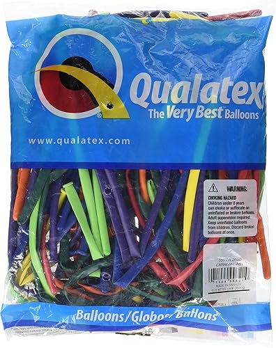 Qualatex 99321 Carnival - Globos surtidos de látex, 260Q, multicolor, paquete de 100 unidades