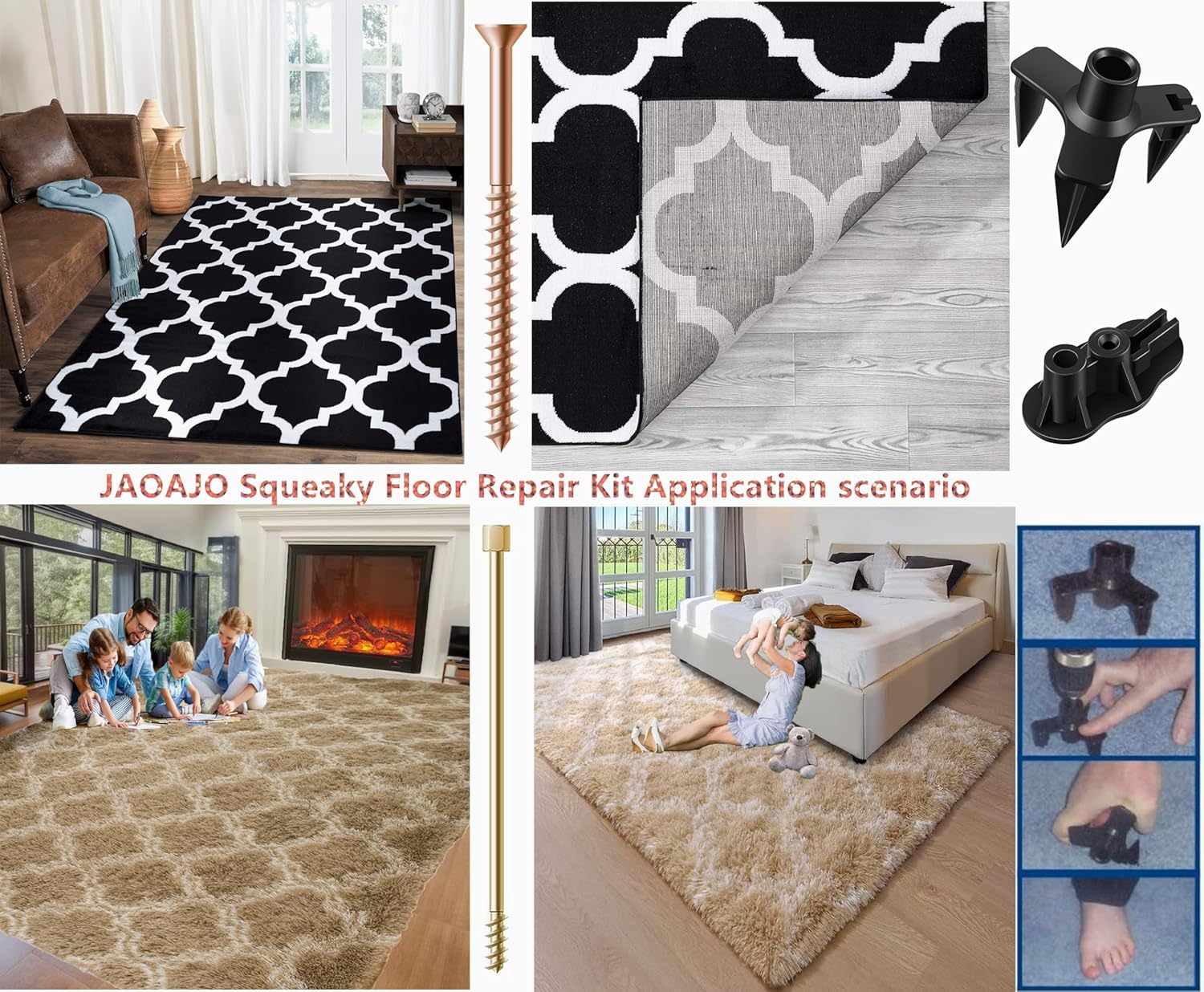 Eliminate Squeaky Noise Floor Repair Kit with 5 Tools and 50 Screws for Wood Floors, Eliminate Squeaks Under Carpeted Floors, Hardwood, Vinyl, and Linoleum Floors - Image 4