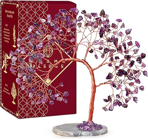 Miniatura 290 de Árbol de la vida de cristal curativo de 7 chakras, árboles bonsái hechos a mano para energía positiva, dinero y buena suerte, árbol para decoración