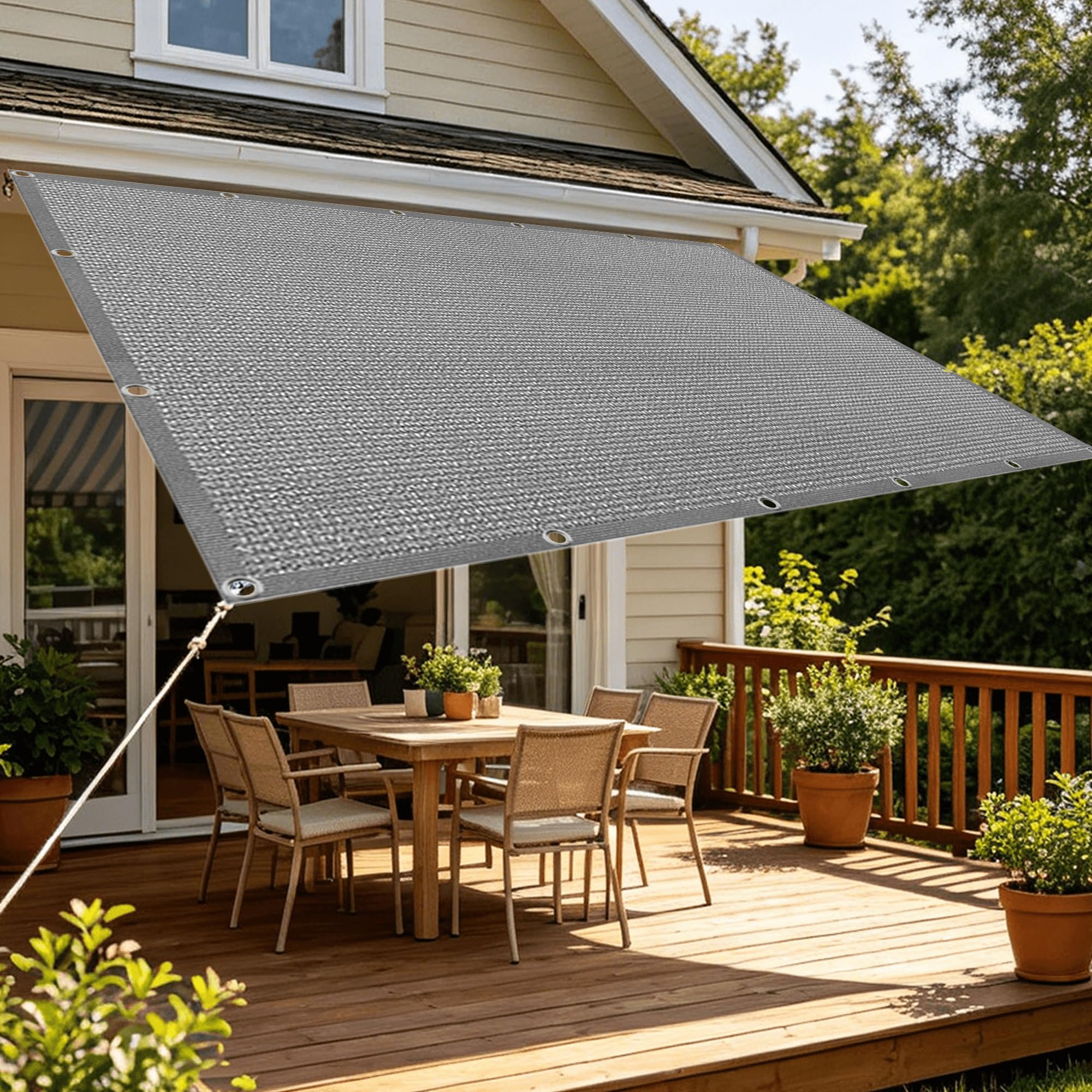 Filet d'ombrage rectangulaire gris clair 125x180 cm avec oeillets