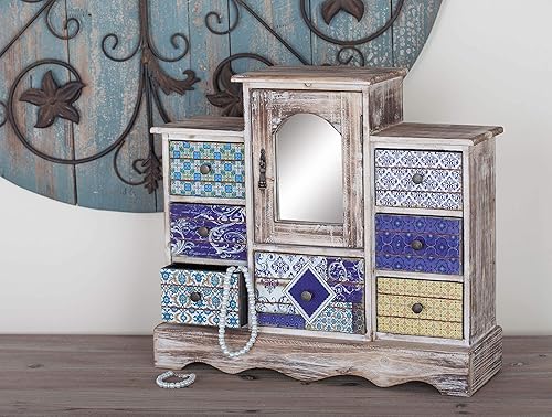 Miniatura 13 de Deco 79 Joyero rectangular de madera, 18 x 6 x 16 pulgadas, marrón claro