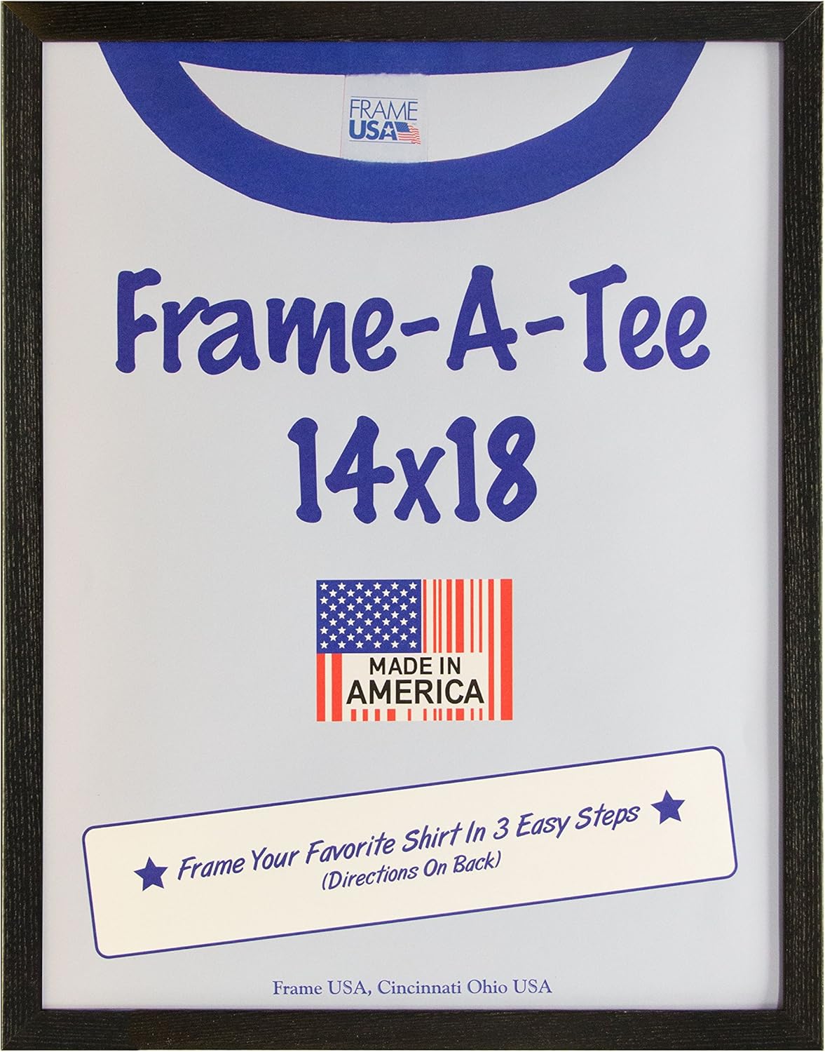 Frame USA "Frame-A-Tee Series, 12x12, Walnut Brown Wood T-Shirt Frame for Small and Medium shirts