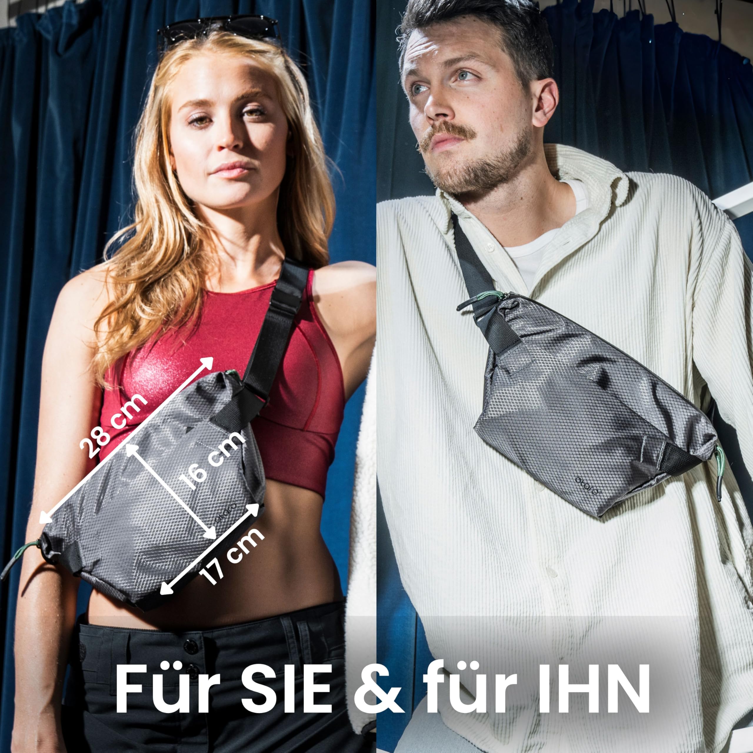 OTARO Bauchtasche Damen & Herren (grau) mit Thermo-Handyfach & Anti-Rutsch-Gurt | Gürteltasche Hüfttasche Brusttasche | Wasserabweisend, erweiterbar, viele Fächer | Langlebig für Alltag & Reisen