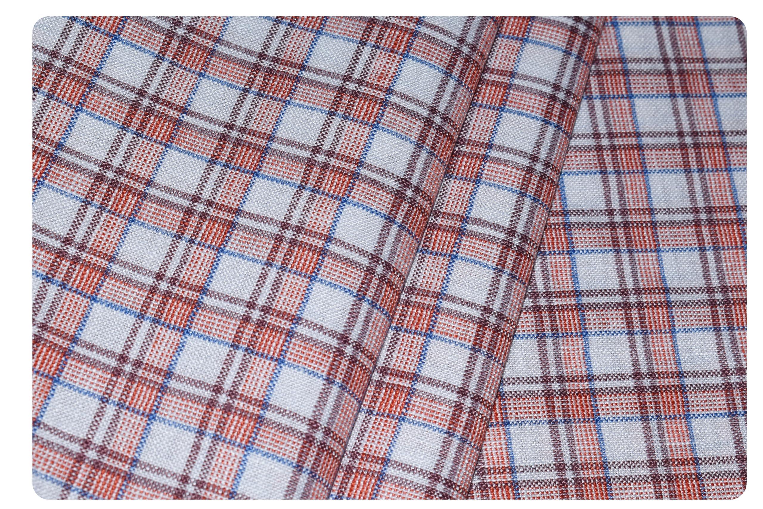 arvind Men's Poly Cotton Blend Checkered Unstitched Shirt Fabric (HQ79K2)-picture-22