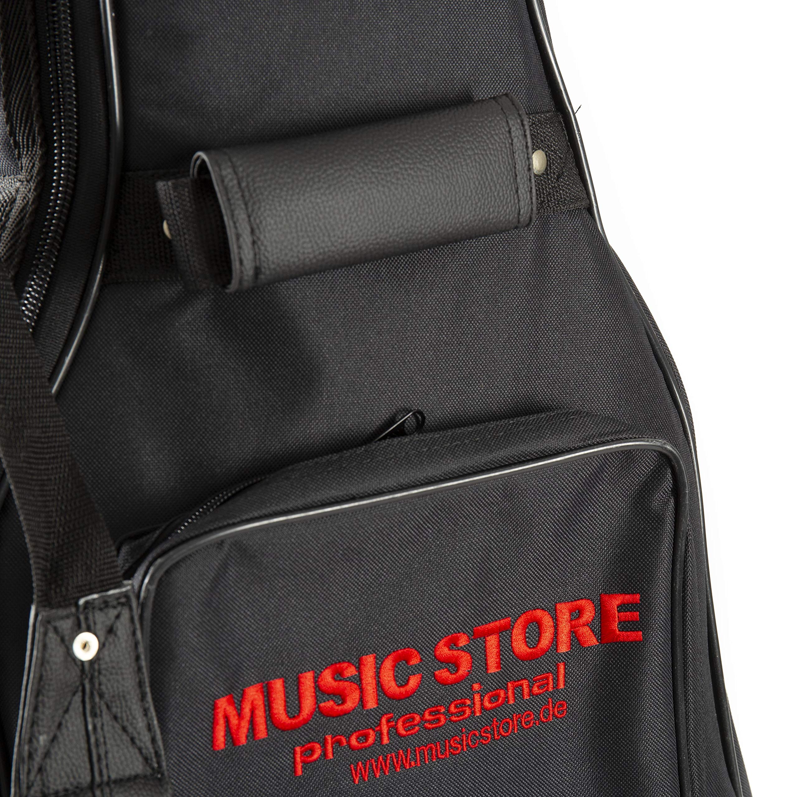 MUSIC STORE Gigbag für 1/2 Klassische Gitarre, Super Deluxe, wasserabweisendes Nylon, 30mm Polsterung, Konzertgitarren Tasche mit Zubehörfächern