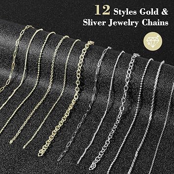 Zplontya 381PCS Necklace Chains for Jewelry Making Kit,18K, Gold/Silver