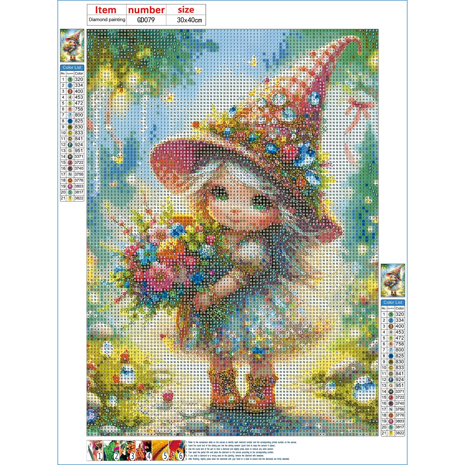 GDYEEH 5D Grands Yeux Fille Elfe Peinture Diamant Painting Kit, DIY Art