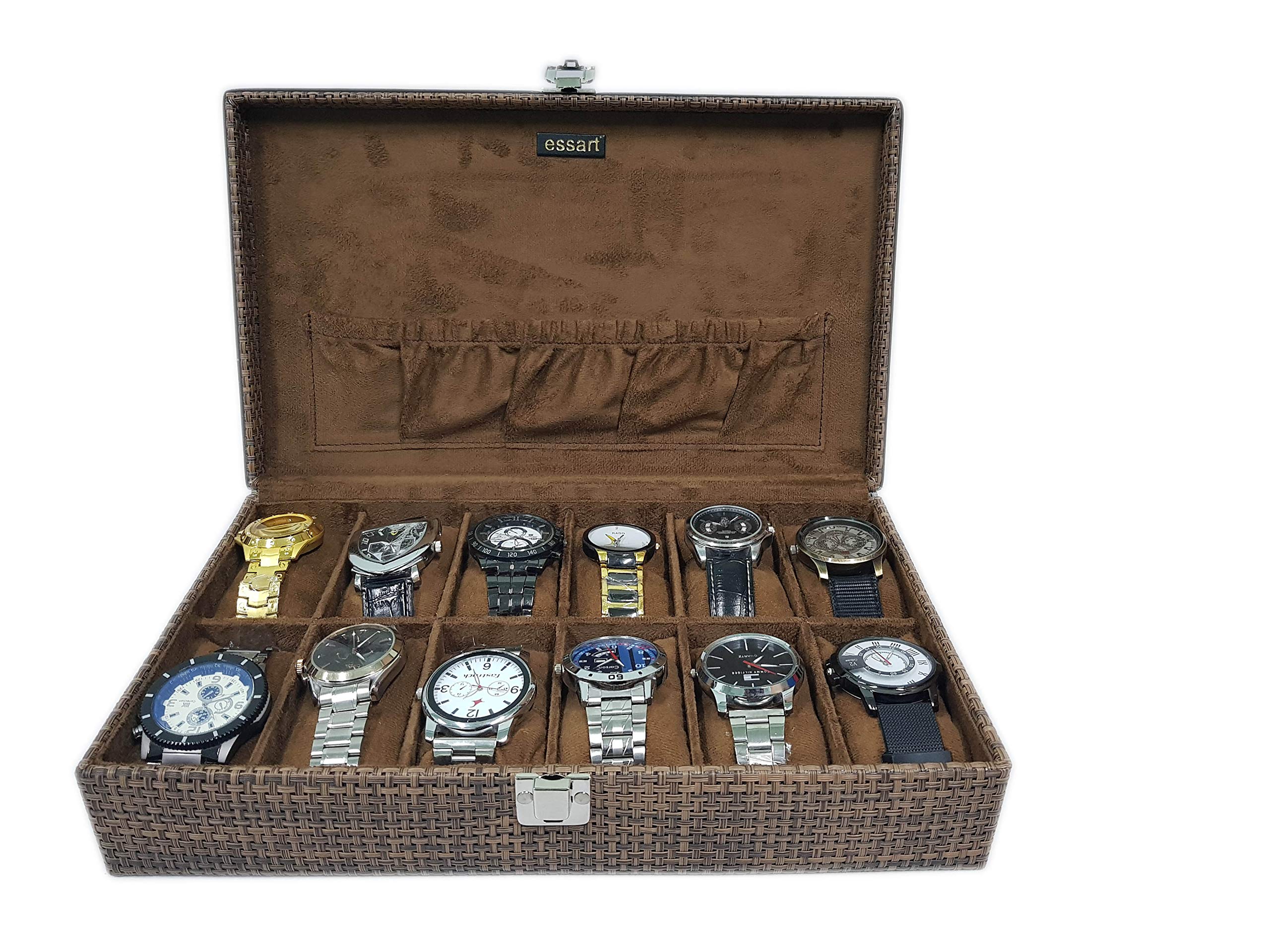 essart Faux Leader Lockable 12 Slots Watches Organizer For Men and Women | Watch storage Box Organizer | Watch Box Holder Organizer Case (B07Z1M3F1L) Amazon Price History, Amazon Price Tracker