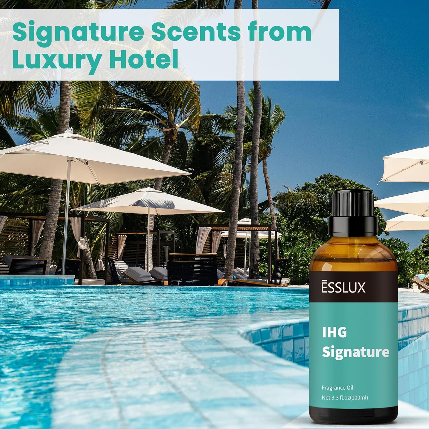 Hotel Diffuser Oil, ESSLUX 100ml 3.3 oz Luxury Hotel Fragrance Oil Diffuser Scents IHG Signature, Inspired by the InterContinental Hotels Scents, Massage, Candle Soap Making Scents, Perfume