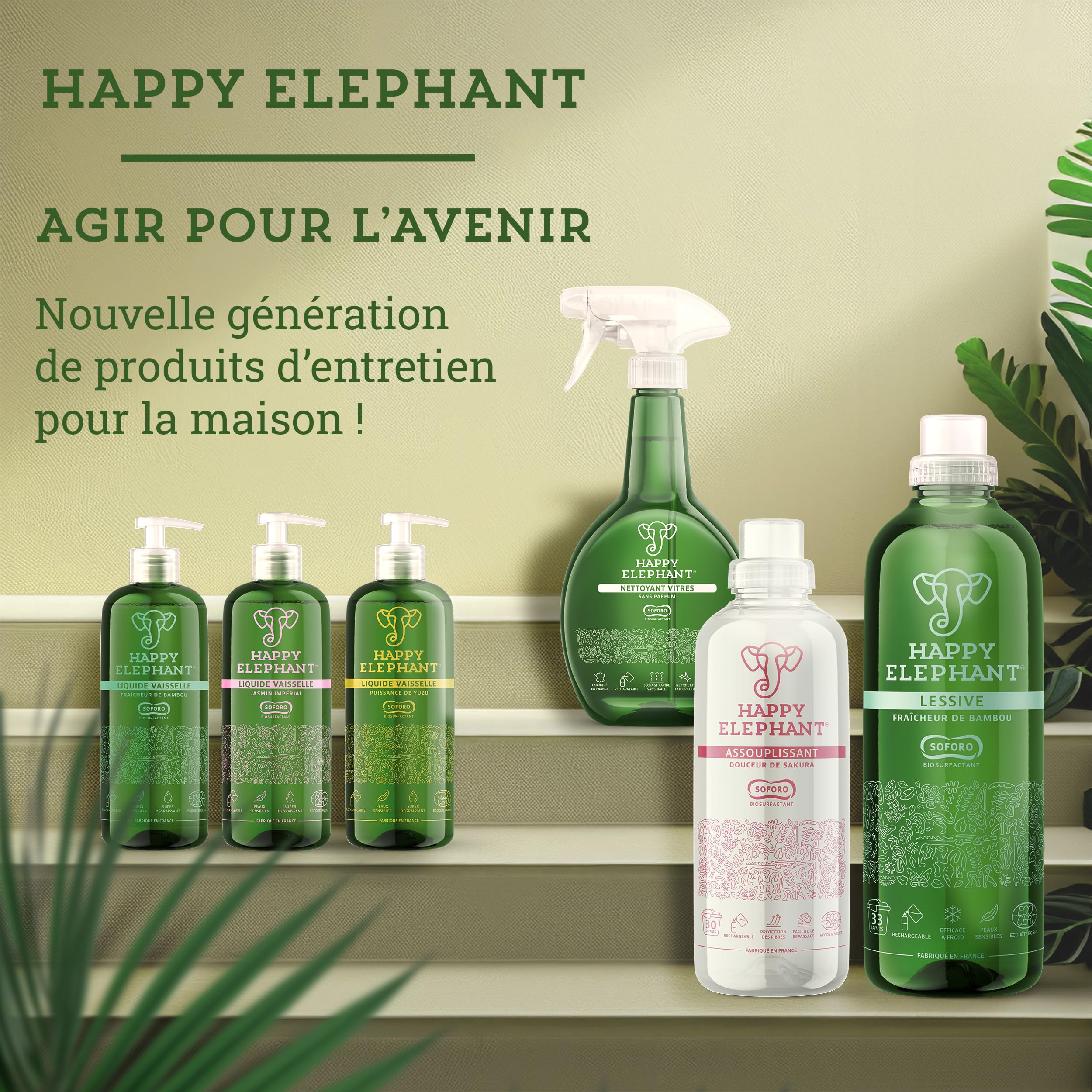 Feuilles Lessive Ecologique Ultra-Concentrée - Feuille Lessive Sans Plastique et Sans Parfum - Machine à Laver & Main - Format Compact Idéal en Voyage - Happy Elephant (1)