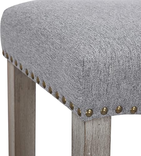 Miniatura 8 de WO Home Furniture Taburete de bar de altura de mostrador de 24 pulgadas, asiento de silla de montar sin espalda, taburete de bar con patas grises