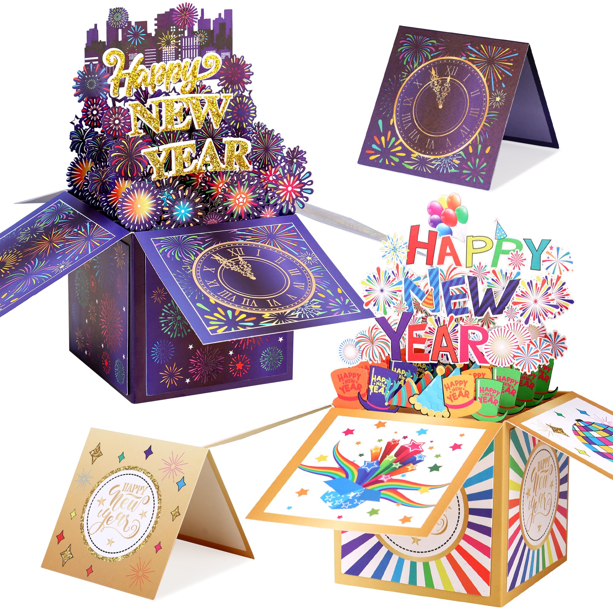 Giiffu 2-Pack Happy New Year Pop-Up Cards