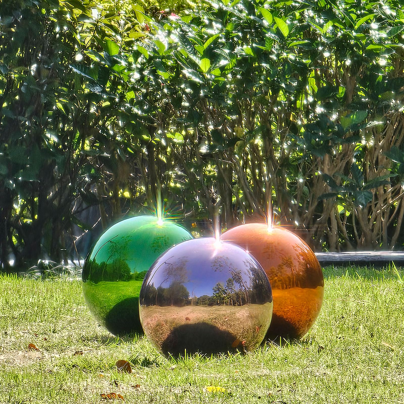 Edelstahl Gazing Globus Spiegelkugel, Dekorative Blickkugeln für Garten, Reflektierende Glatte Gartenkugel Kugel für Outdoor Hof Dekoration (Lila, Durchmesser: 25,4 cm)