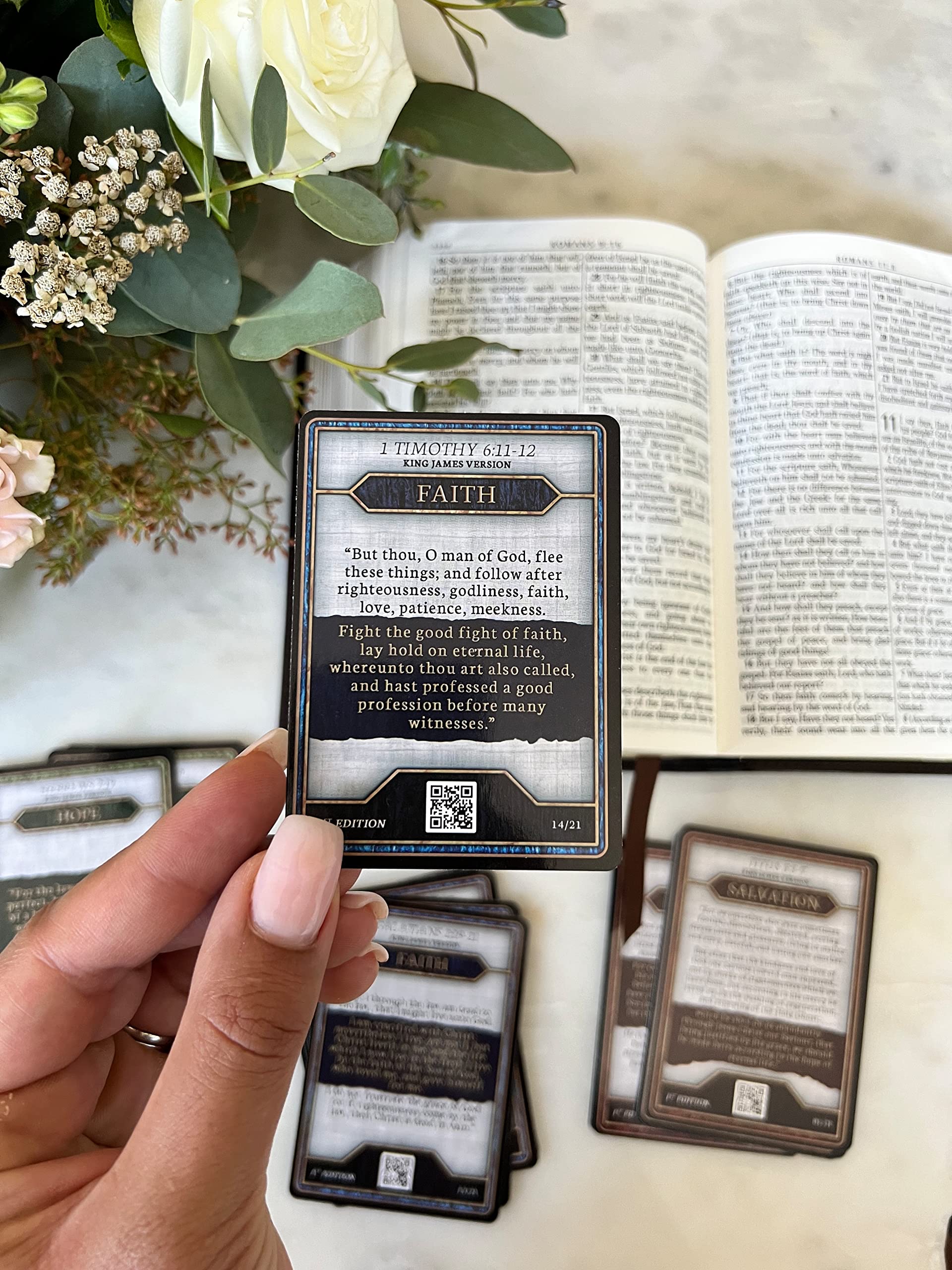 Amazon.com: Bible Verse Scripture Cards (KJV) | Trading Card Design in Foil  Packs - Faith, Salvation, and Hope | 30 Bible Verse Cards | by WILD OLIVE  TREE | Fun Way to