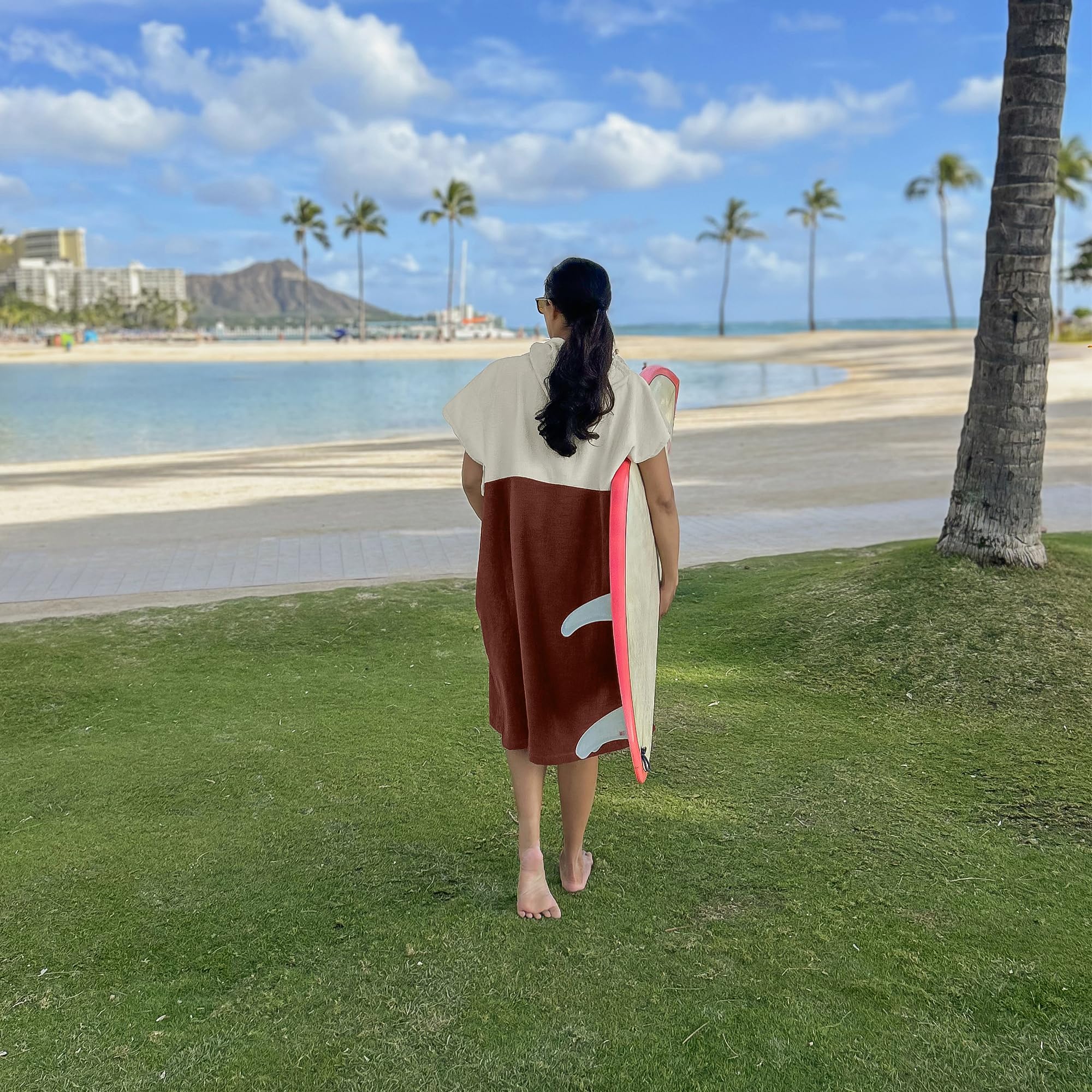 Surf Poncho Women - Hooded Towel Adult - Changing Poncho 100% Cotton Towel Poncho - Poncho Beach Towel