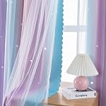 XiDi Blackout Rainbow Curtains 2 Panels for Girls Kids Bedroom Nursery Living Room Decor Rideaux Occultants Drapery with Eyelet for Windows W34xL63 Inch Wall Decals