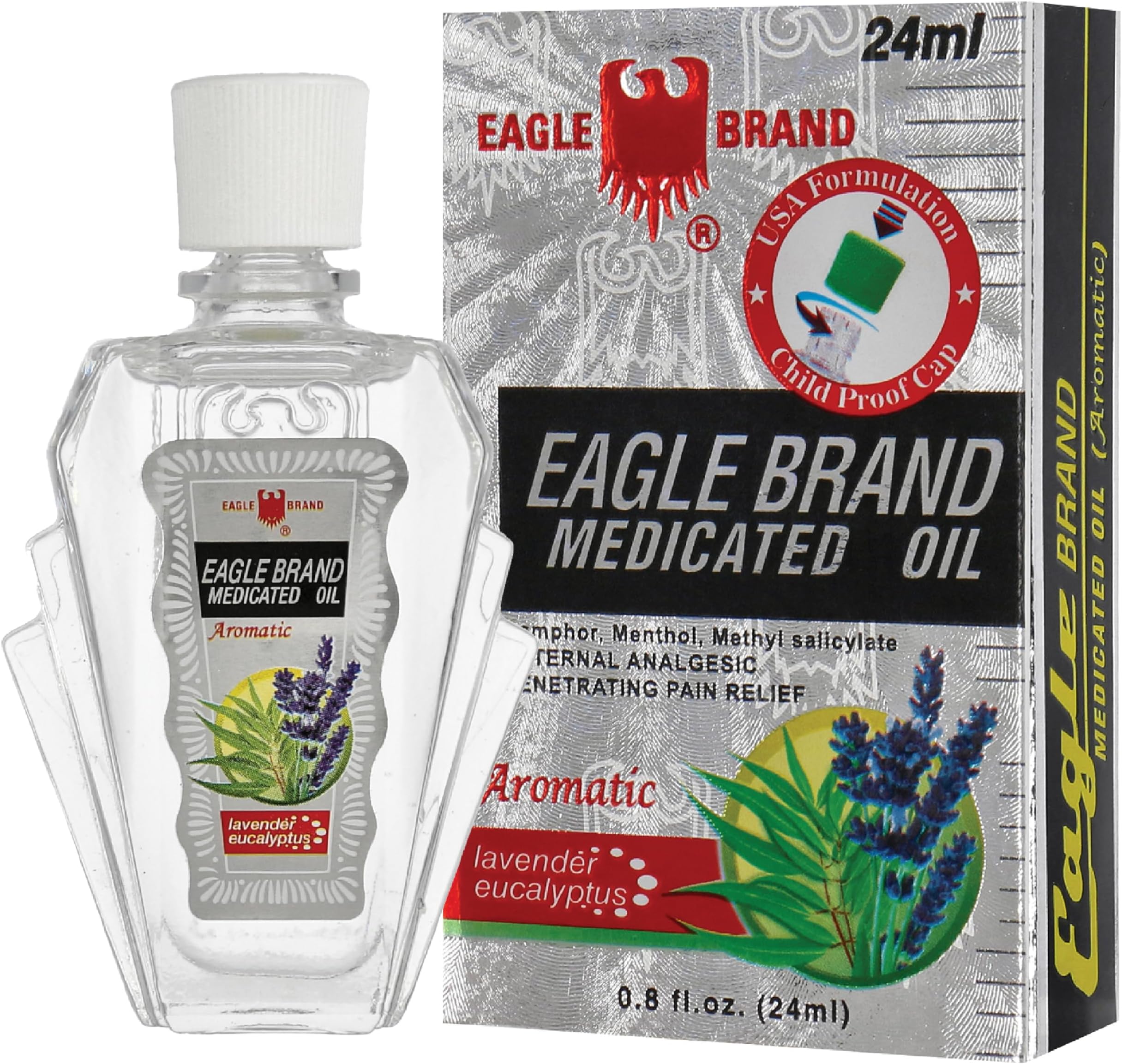 Aromatic Medicated Oil, Lavender Eucalyptus, 24mL 0.8 fl oz., Three Pack