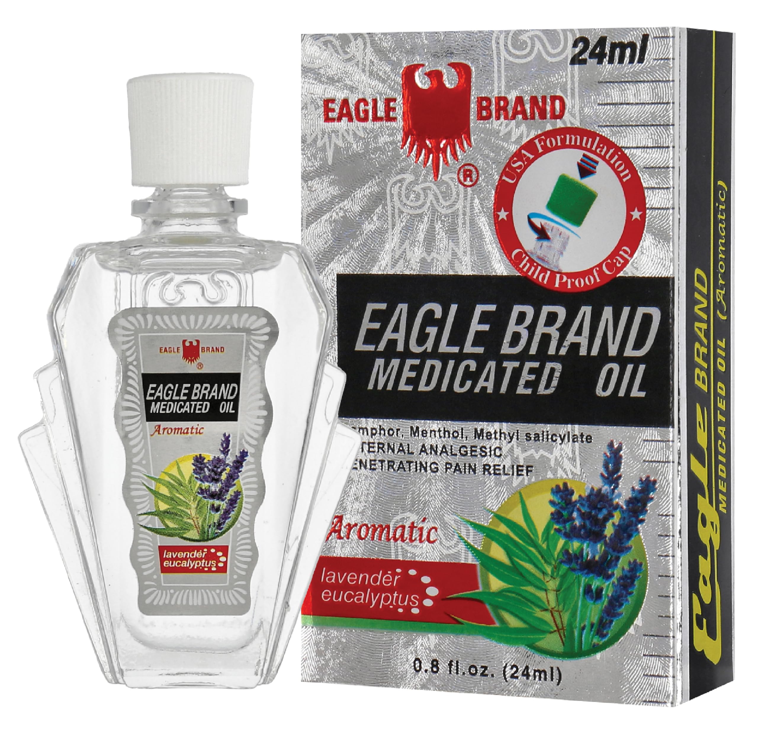 EAGLE BRAND Aromatic Medicated Oil, Lavender Eucalyptus, 24mL 0.8 fl oz., Three Pack