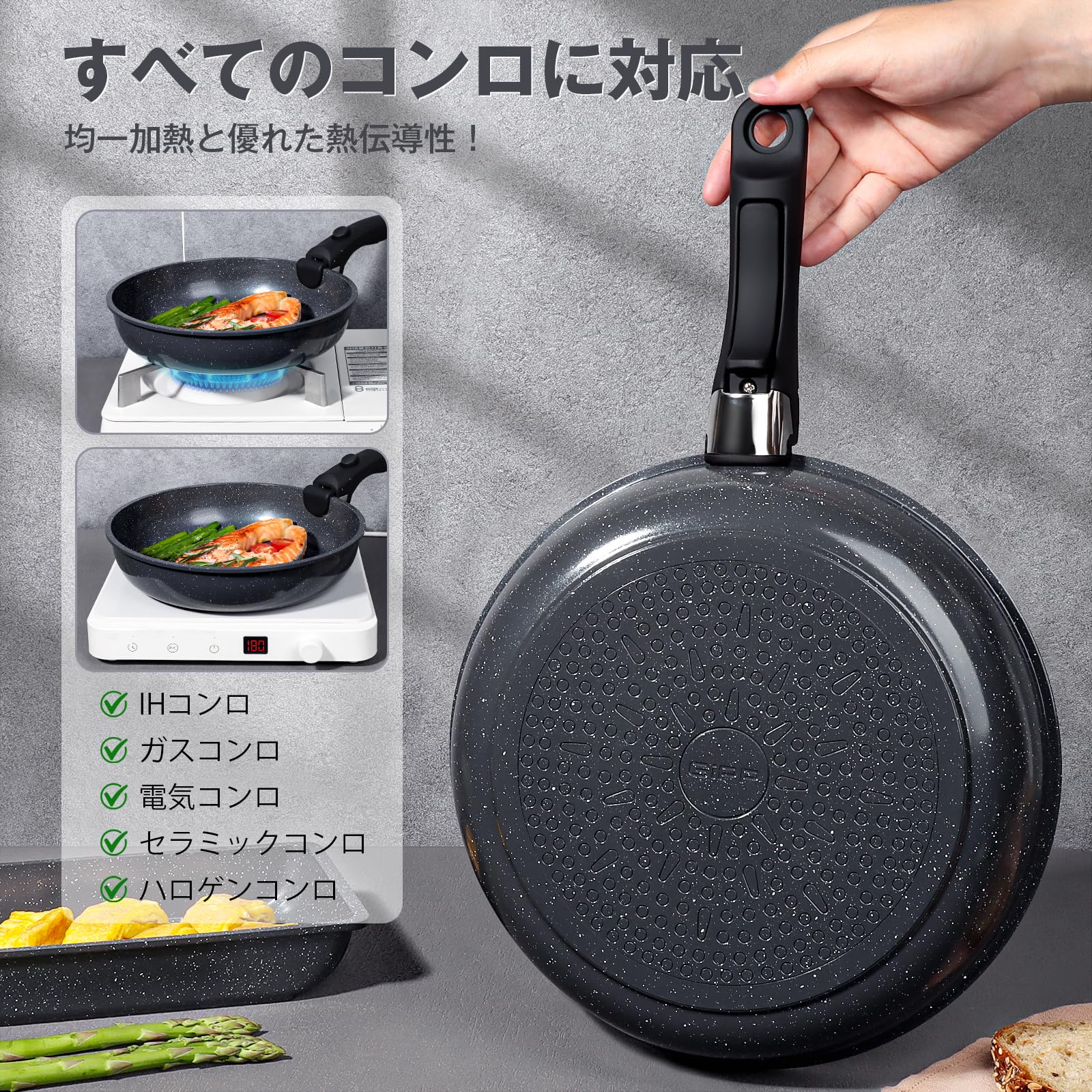 Amazon.co.jp: GiPP セラミックコーティング フライパン セット 11点