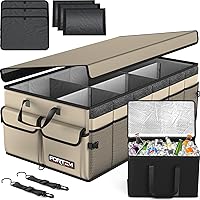 Vista 20 de FORTEM Organizador de maletero con enfriador para maletero de automóvil SUV, almacenamiento plegable, accesorios de automóvil para mujeres