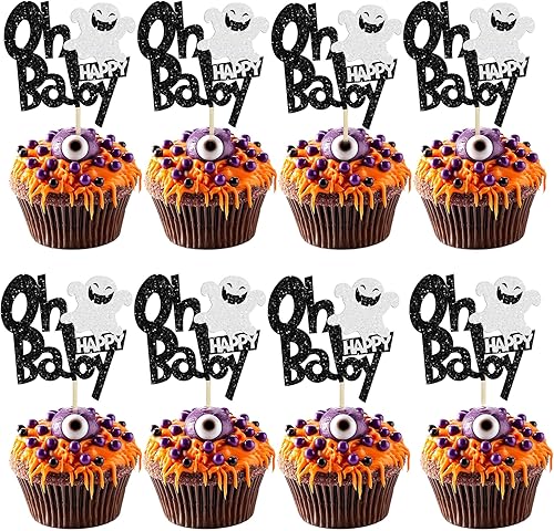 24 piezas de decoración de cupcakes de película de terror de Halloween de terror clásico Sceam Cupcake Picks Personajes Asesino Cumpleaños para