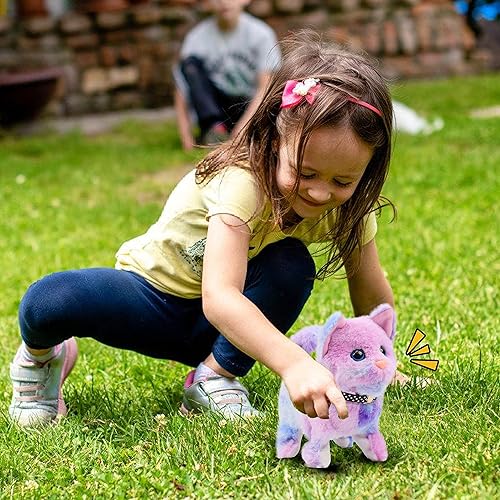 Miniatura 8 de Easfan Juguete de peluche de gatito que camina eléctrico, interactivo, animal de peluche con cola de maullido, cabeza que mueve la cabeza, juguete