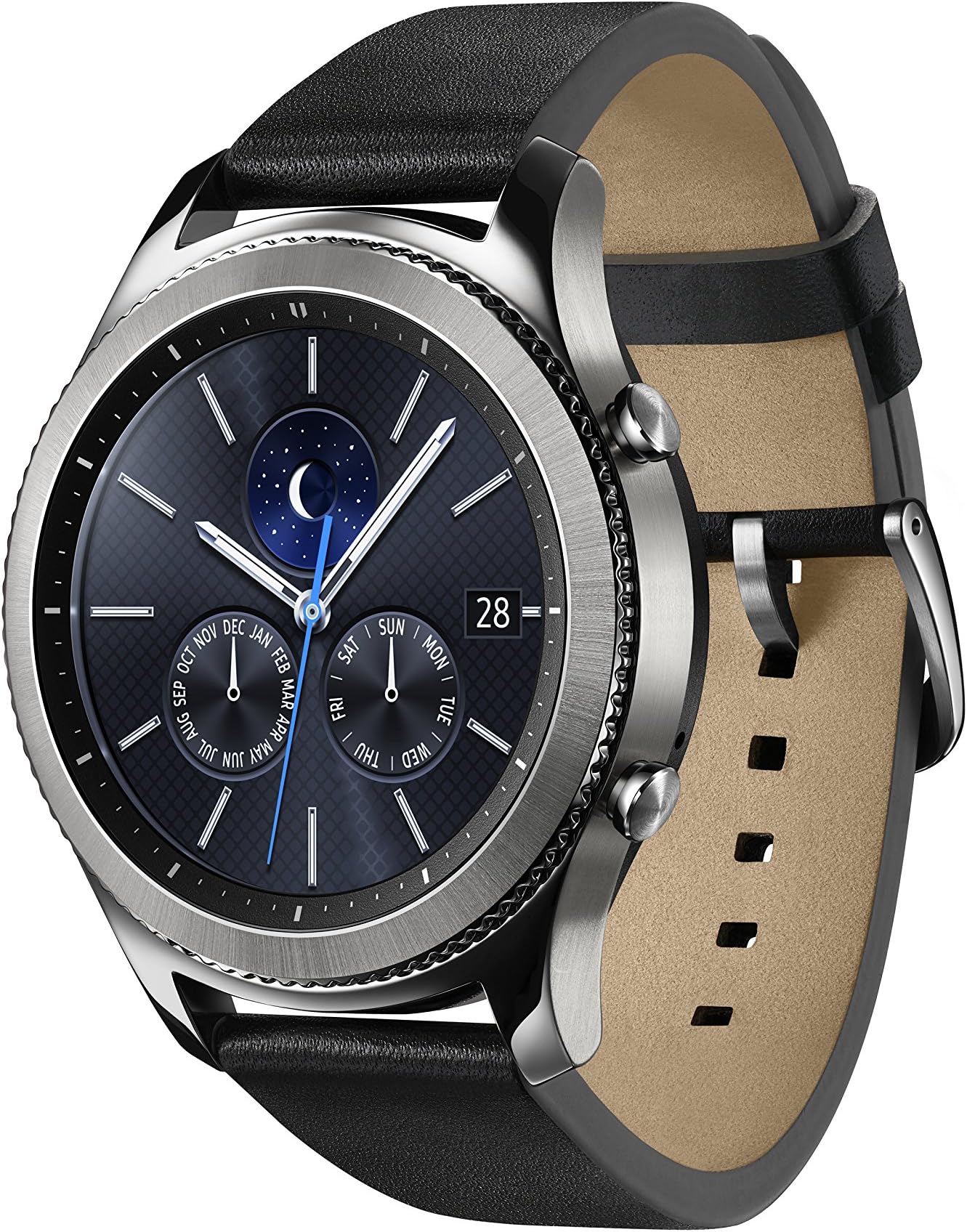 SAMSUNGGear S3 Classic Smartwatch 4Gb Sm R770 With Leather Band Tizen Os International Version With No Warranty Silver
