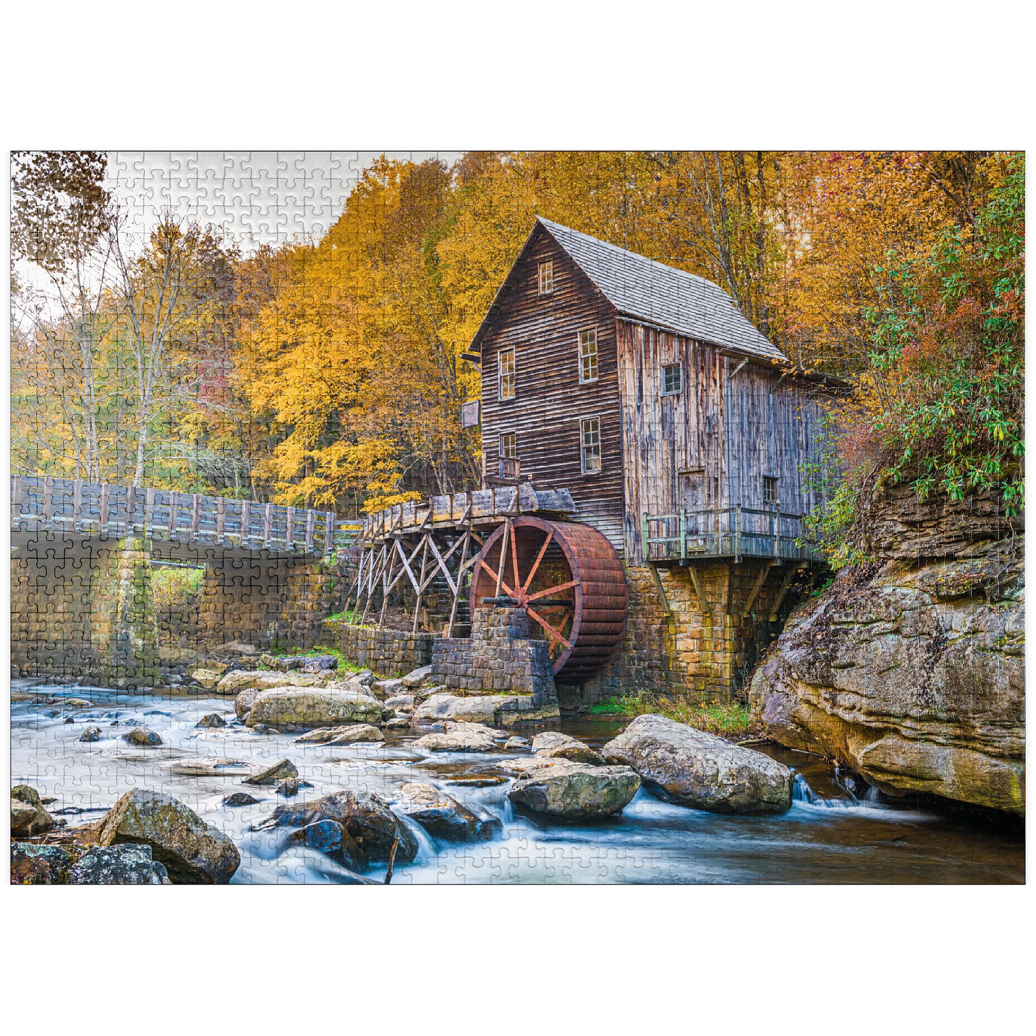 Babcock State Park, West Virginia, USA al Glade Creek Grist Mill durante la stagione autunnale. - Puzzle da 1000 pezzi premium per adulti