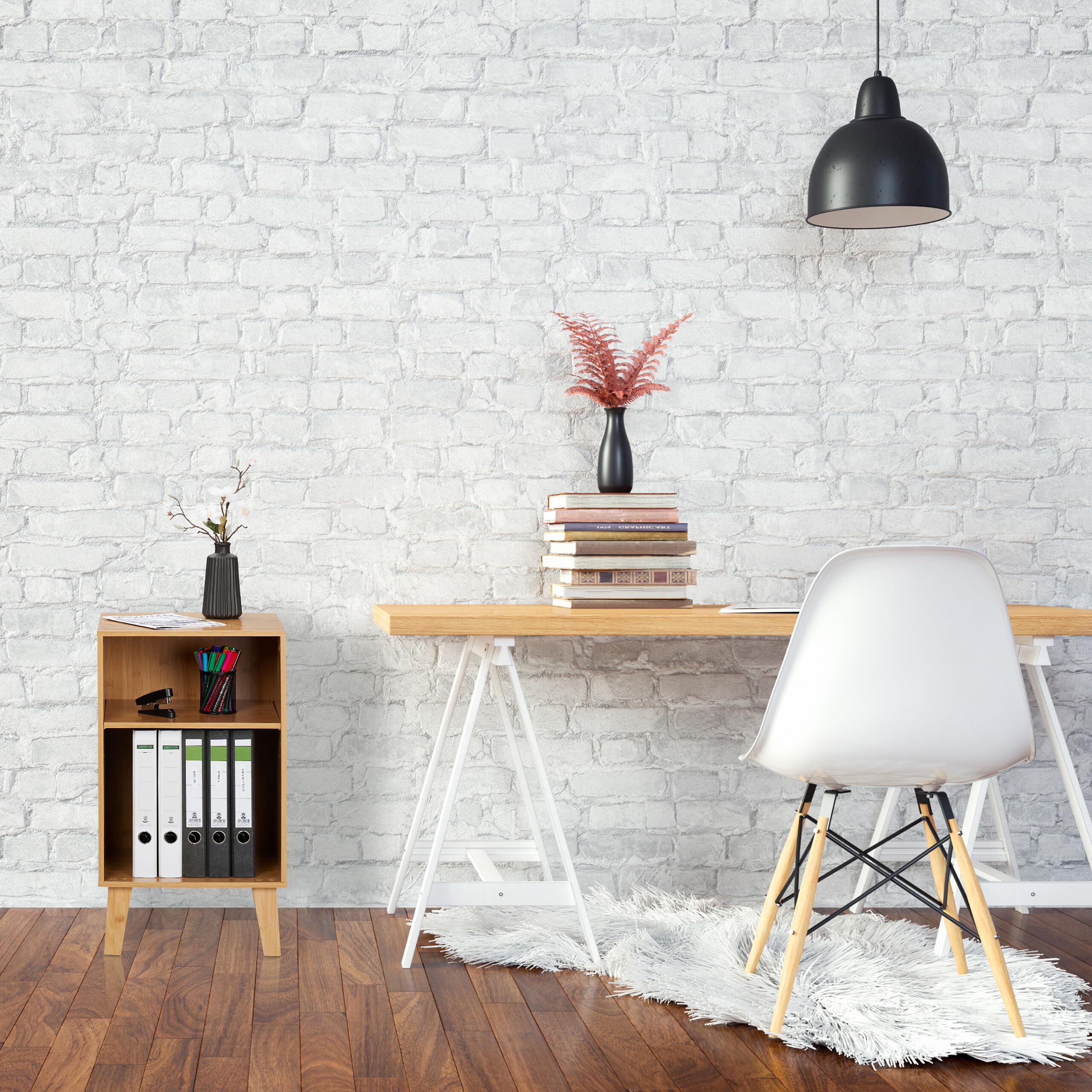 Relaxdays Scaffale Libreria, Mobiletto da Terra a Giorno con 2 Scomparti, Ripiano Regolabile, 70 x 40 x 35 cm, Marrone