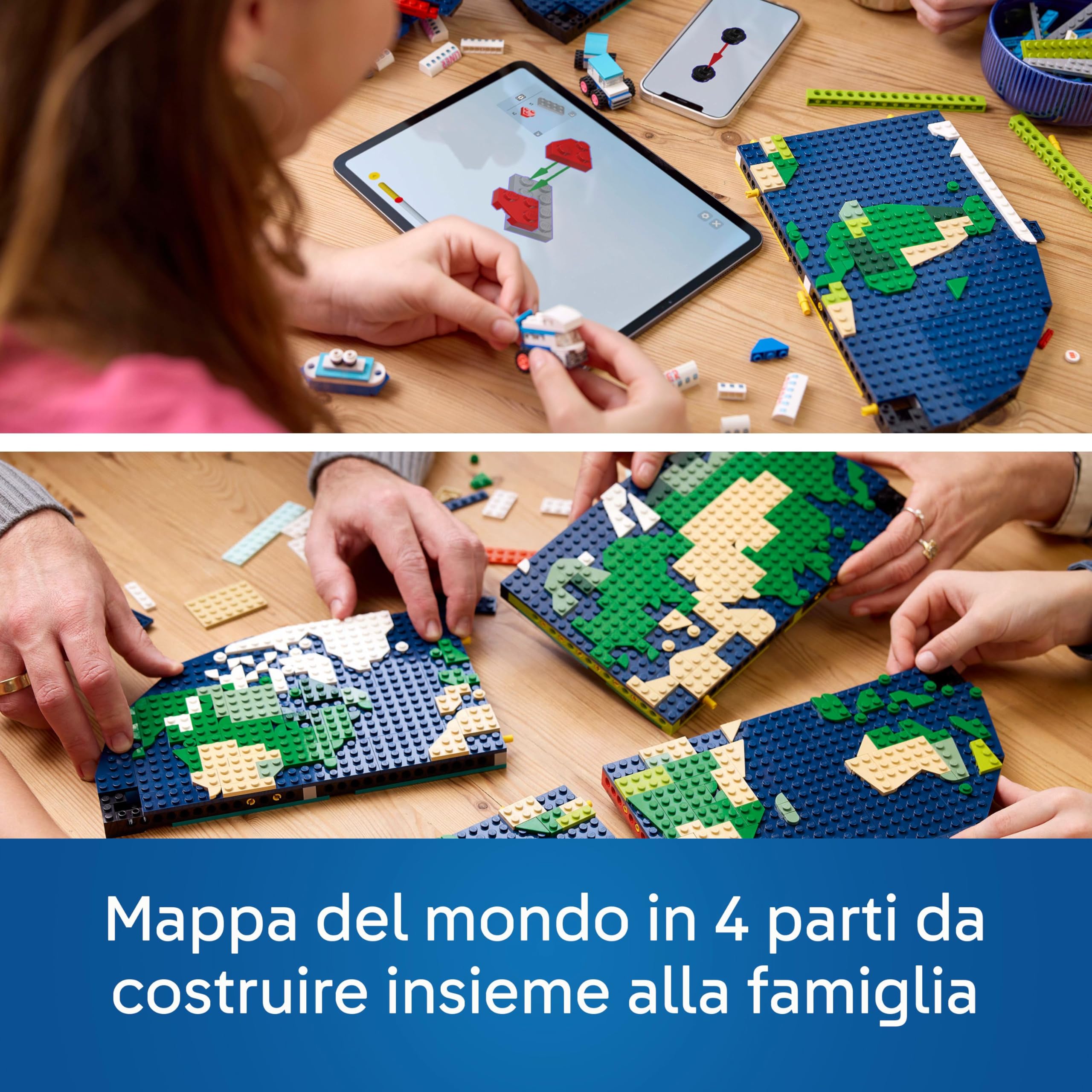 LEGO Family Momenti di Viaggio, Mappa del Mondo Giocattolo con Aereo da Costruire e Supporto Foto, Giochi per Bambini e Bambine, Gadged Idea Regalo per Ragazzi e Ragazze, Attività per Famiglia 41838