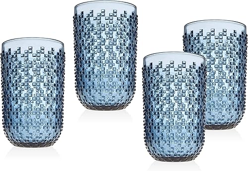 Godinger Vasos Highball Vaso para bebidas Alba Azul Juego de 4