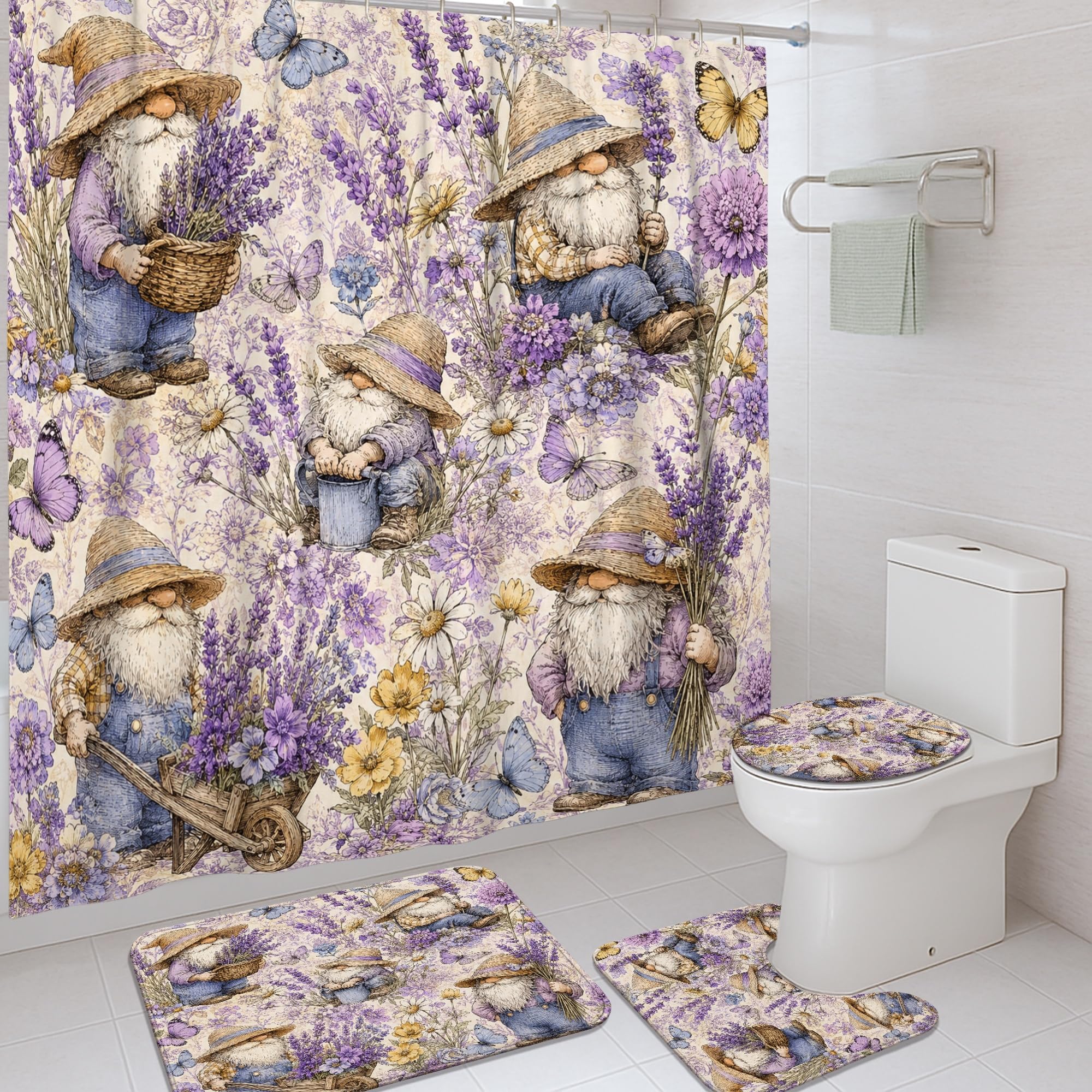 Rideau de douche lavande anti-éclaboussures en tissu imperméable violet 183cm