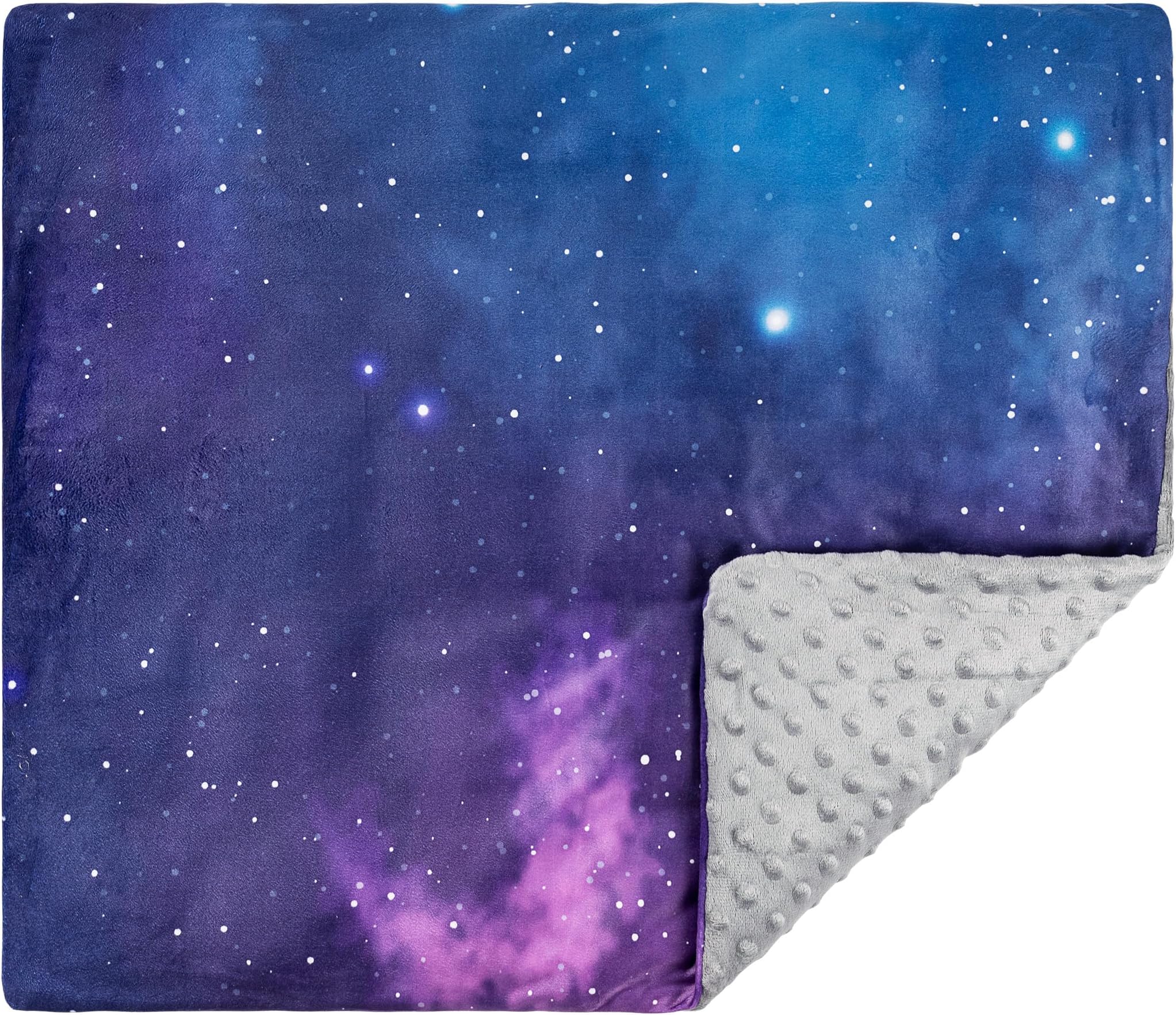 Small Weighted Lap Pad Blanket Throw for Kids Boys Teens 20in x 23in 5 Lbs - Sleep Therapy Plush Travel Size Galaxy Space Stars