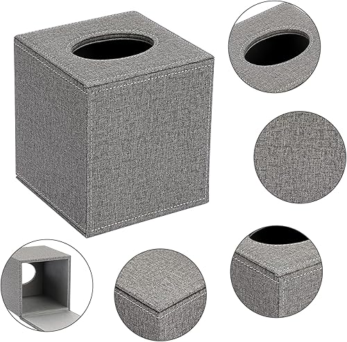 Miniatura 10 de Sumnacon Funda cuadrada de cuero para caja de pañuelos  Elegante cubo de pañuelos con parte inferior magnética, caja de pañuelos decorativa de