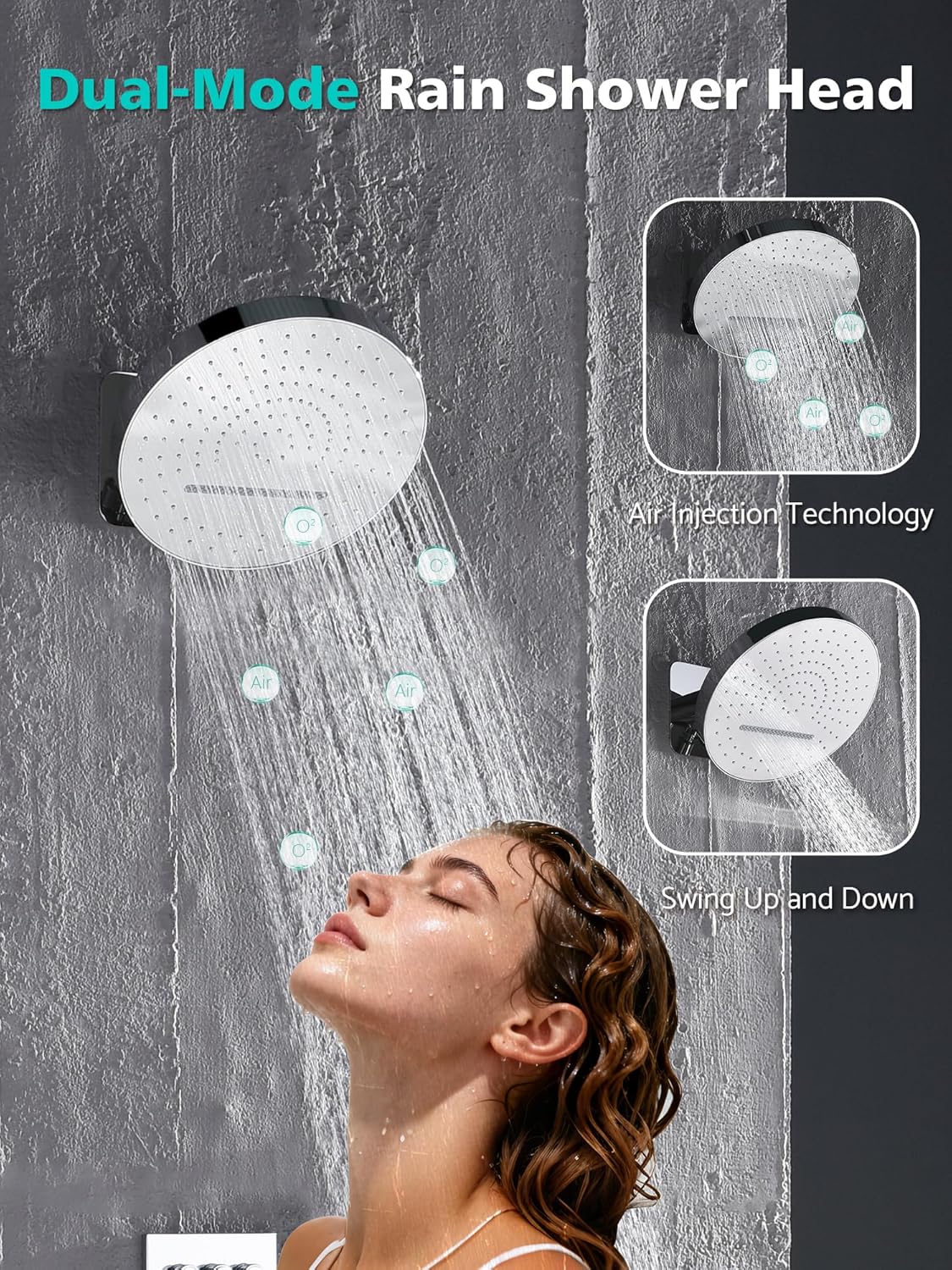 Lefton Shower System in Fahrenheit Display (Battery-free), 13” Overhead Round Rainfall Shower Head with All-in-one Handheld Spray Showerhead, 4-in-1 Control System, SSWM2501 (Chrome)