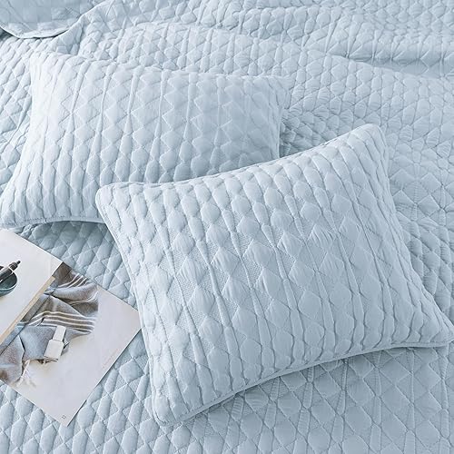 Miniatura 4 de WDCOZY Juego de ropa de cama tamaño individual con 1 funda de almohada, colcha ligera y suave, funda de edredón fina para todas las estaciones, 2