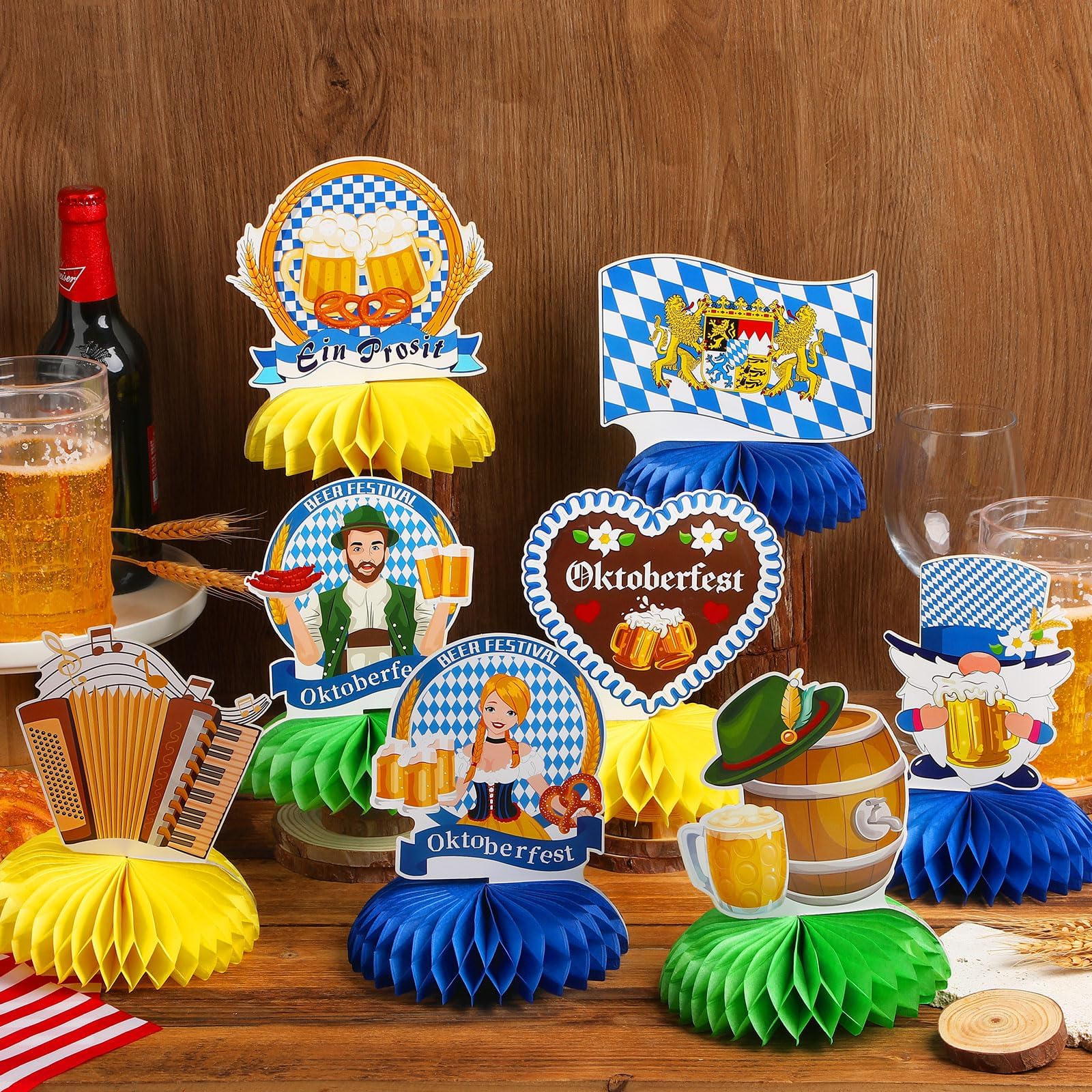 Weihnachts Tischdeko Set - 8-teilige 3D Waben-Dekoration Für Festliche Stimmung