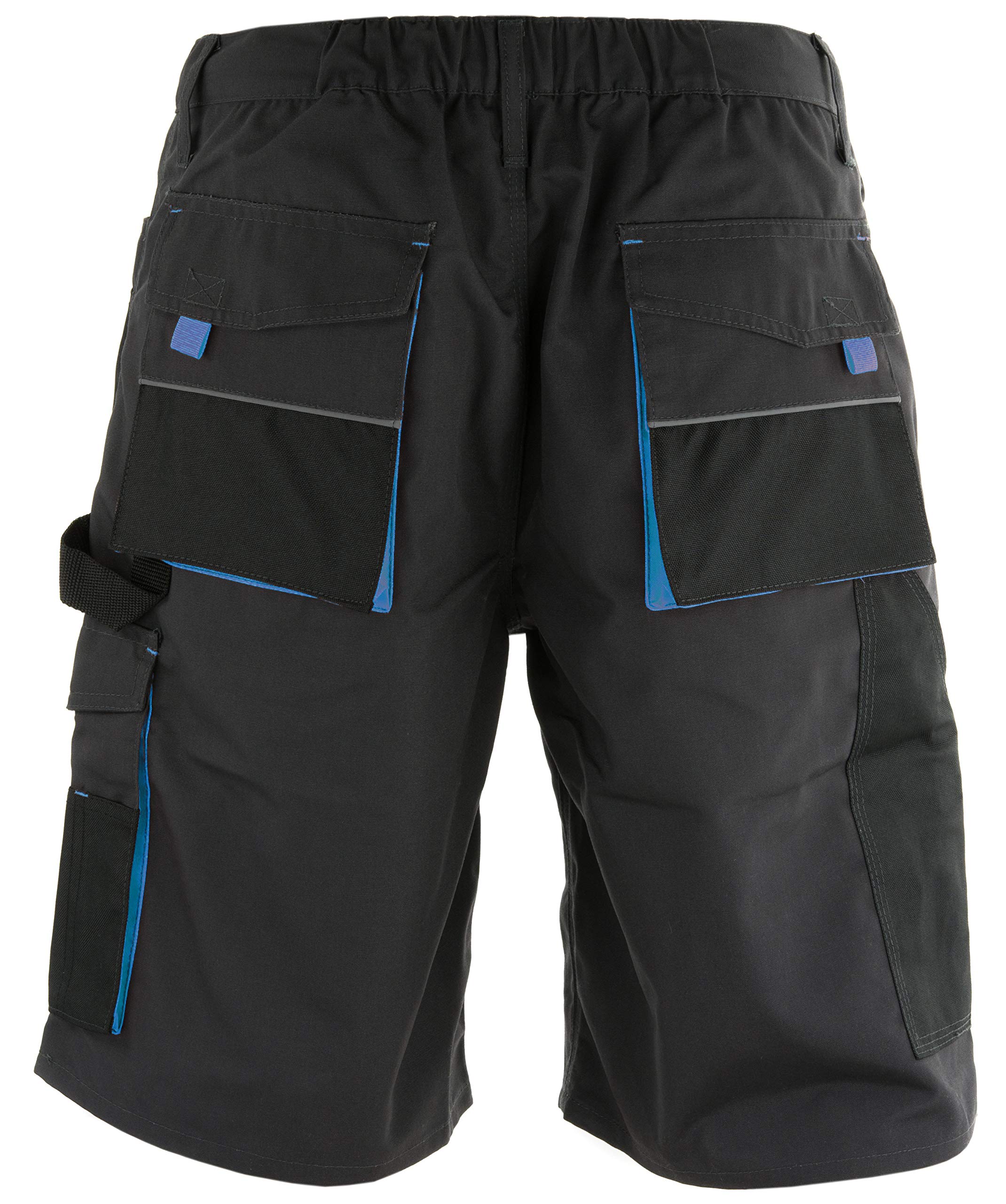 REIS Pantalón Corto para Hombre, 270g/m², 65% poliéster 35% algodón, Negro-Azul, Talla: S