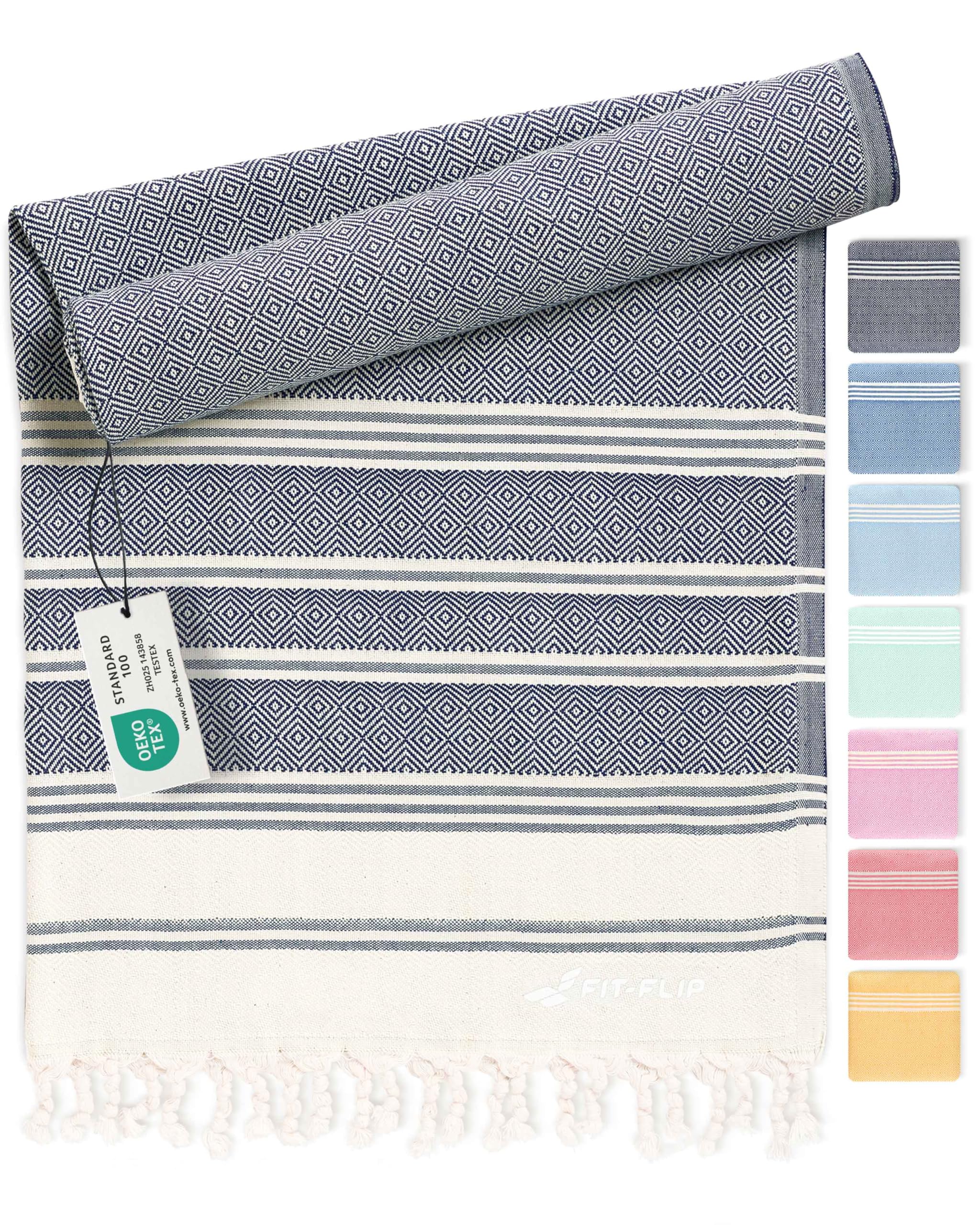 Fit-Flip Toallas Playa Hammam – Pareos Grandes de algodón 100% – Toalla Pareo compacta, Gigante y Secado rápido – Fouta XL Absorbente – Ideal para Piscina - Arena - 100x200cm Diamond — view 25